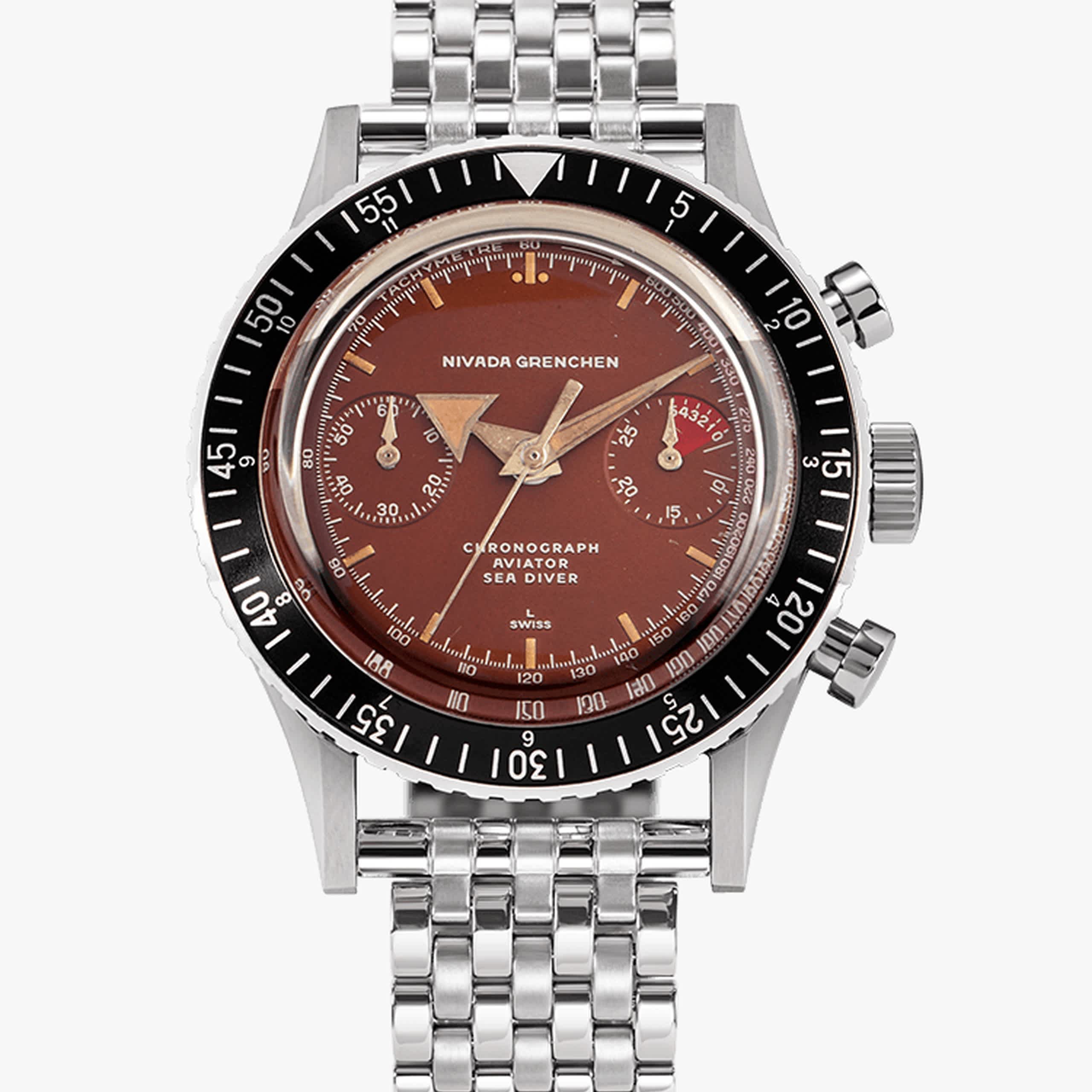 Nivada Broad Arrow « Tropical Dial » INTER.BEZEL - Manual - Black leather