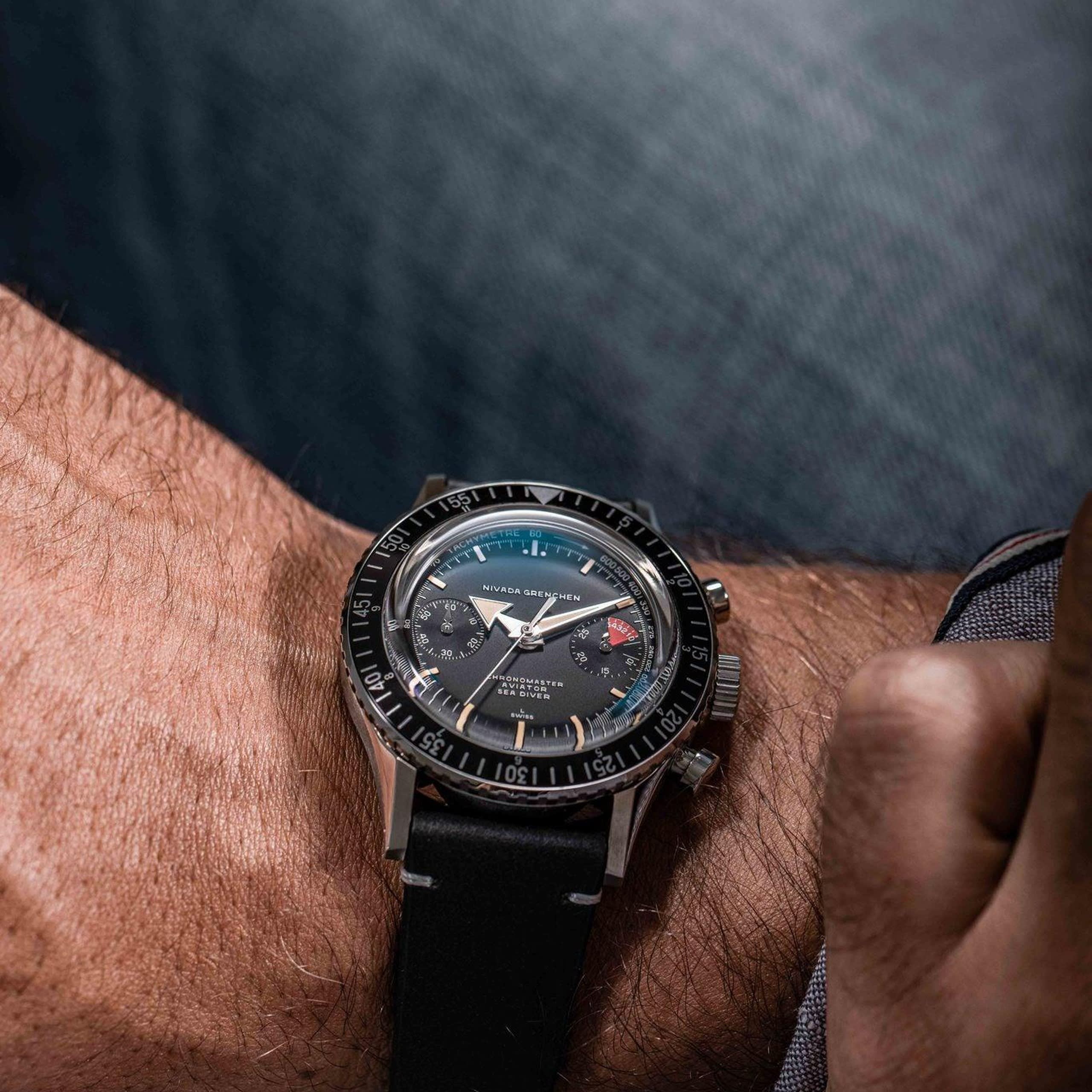 Nivada Broad Arrow INTER.BEZEL - Manual - Black leather