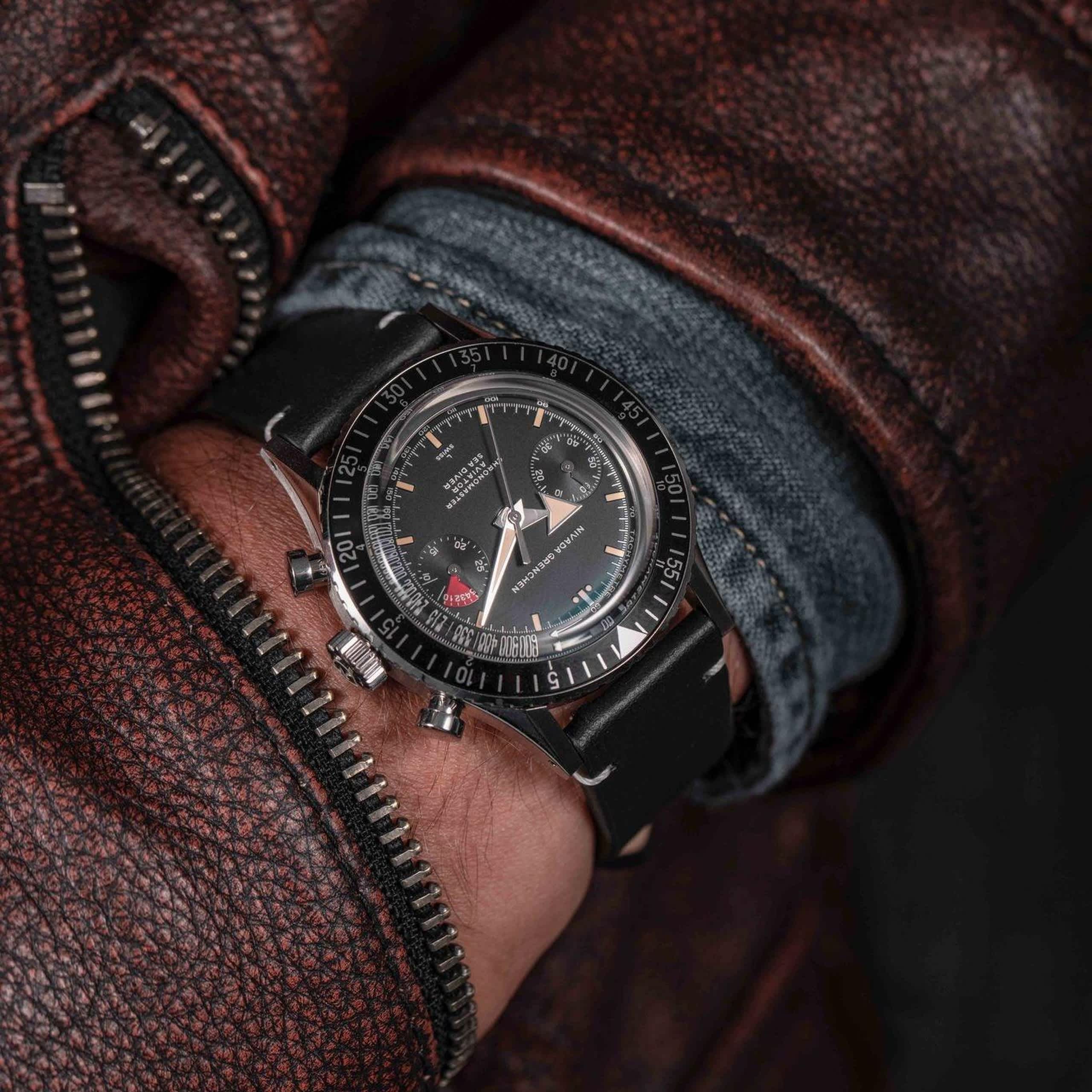 Nivada Broad Arrow INTER.BEZEL - Manual - Black leather