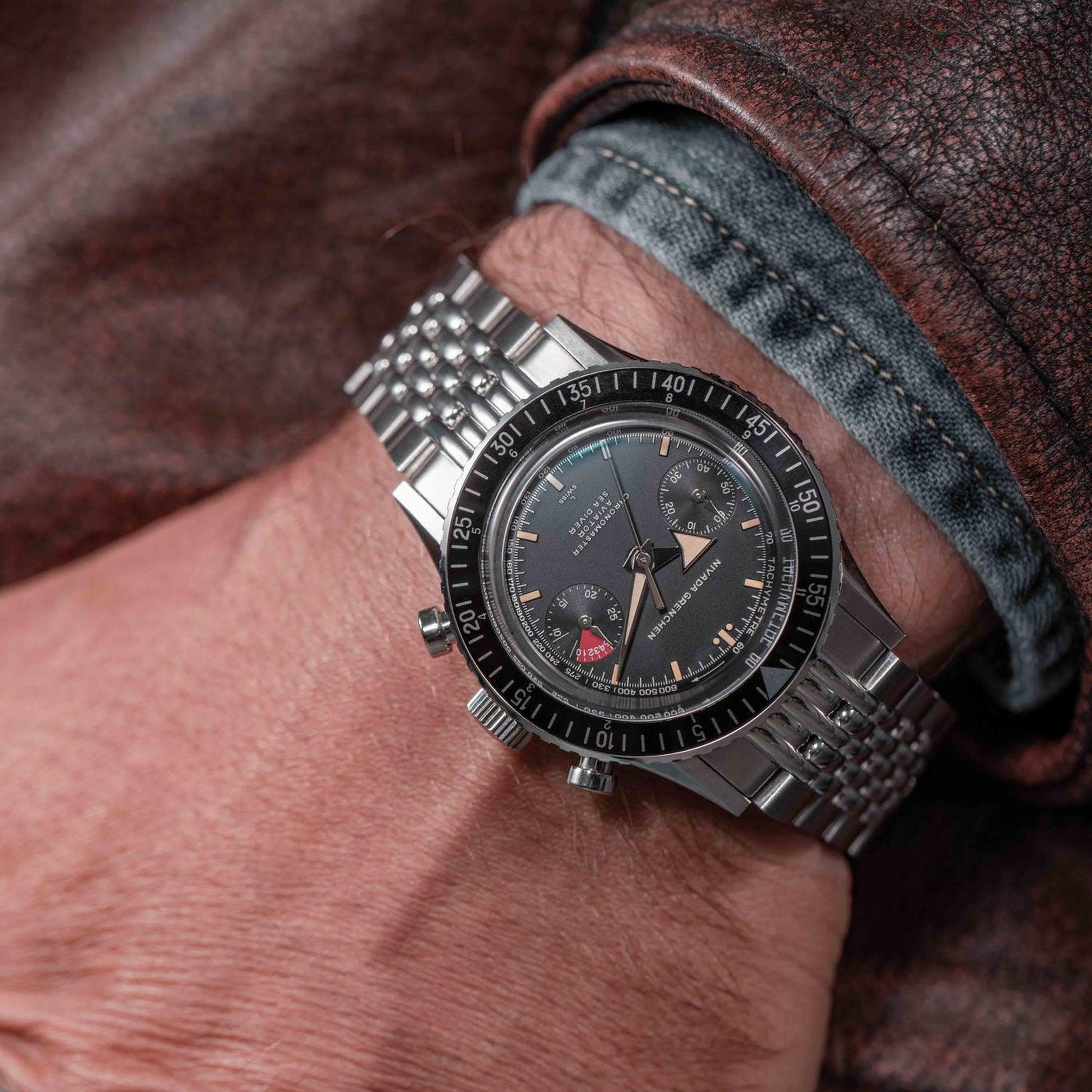Nivada Broad Arrow INTER.BEZEL - Manual - Black leather
