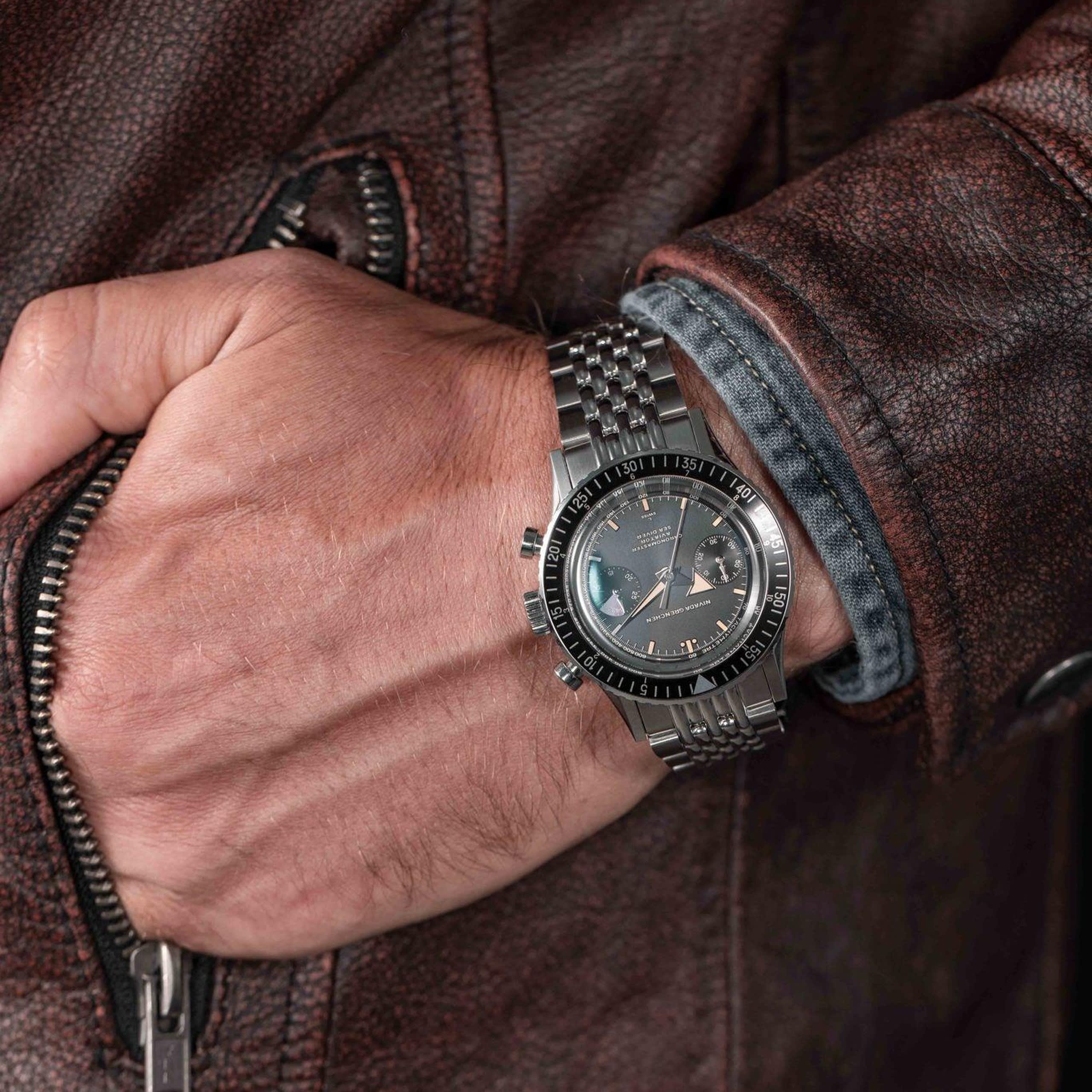 Nivada Broad Arrow INTER.BEZEL - Manual - Black leather