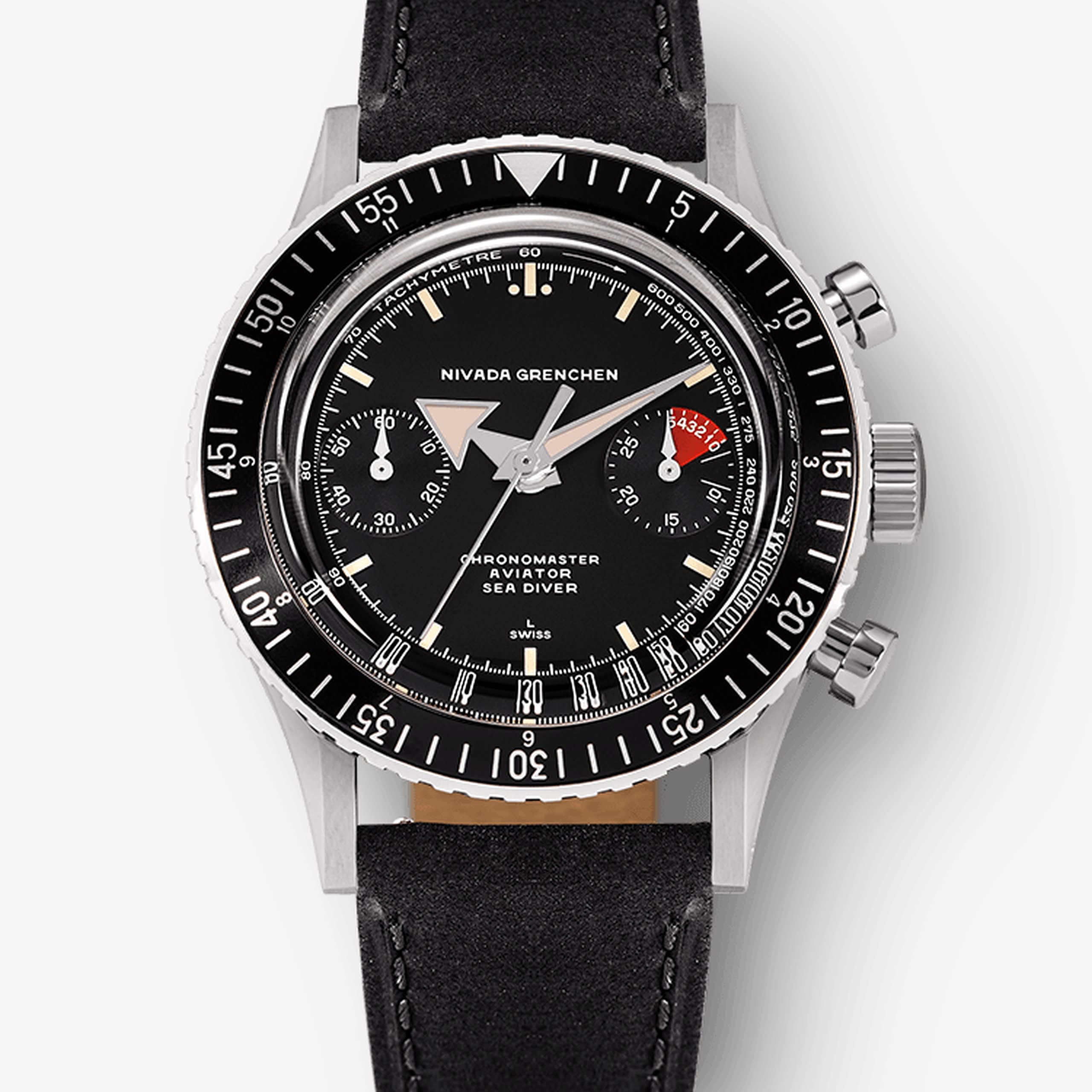 Nivada Broad Arrow INTER.BEZEL - Manual - Black leather