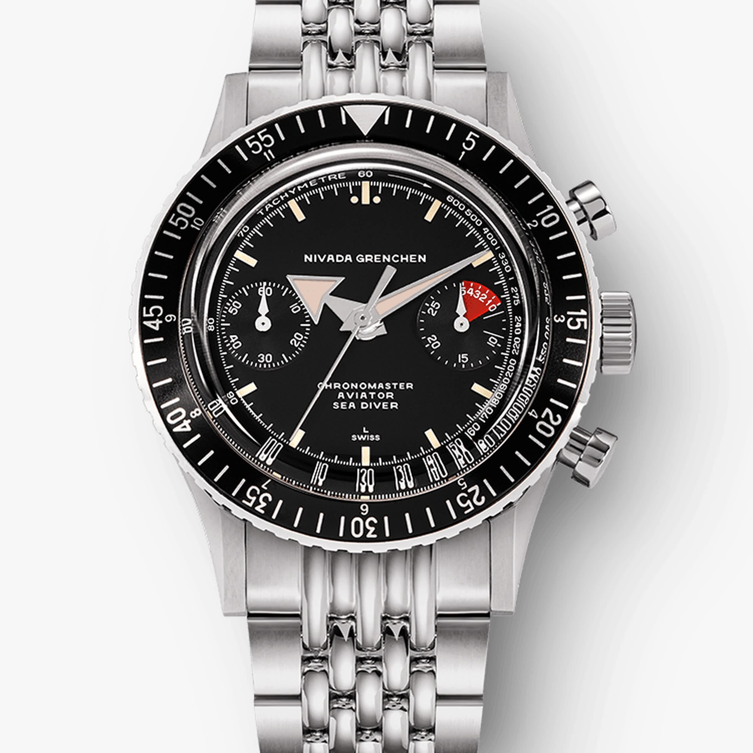 Nivada Broad Arrow INTER.BEZEL - Manual - Black leather