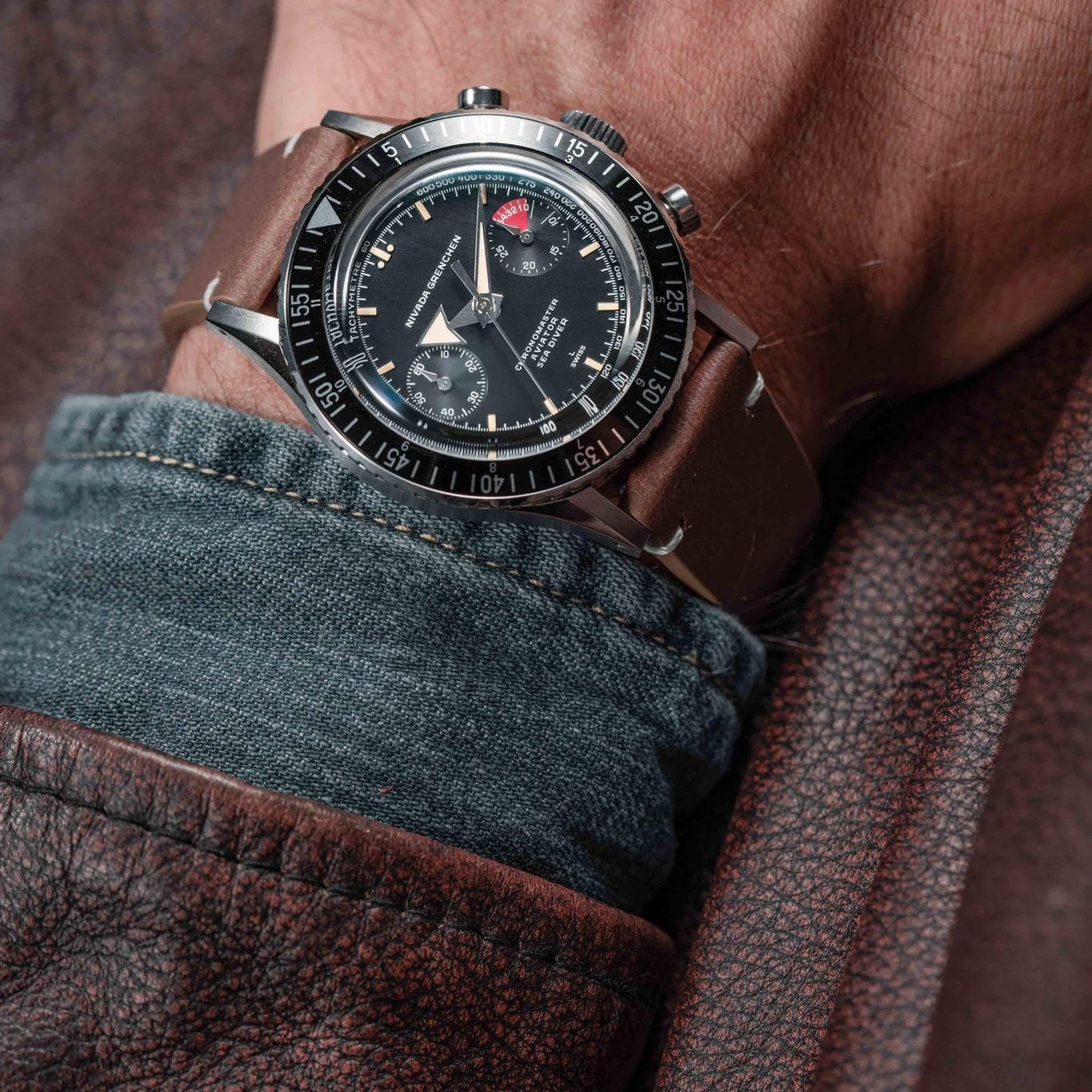 Nivada Broad Arrow INTER.BEZEL - Manual - Black leather