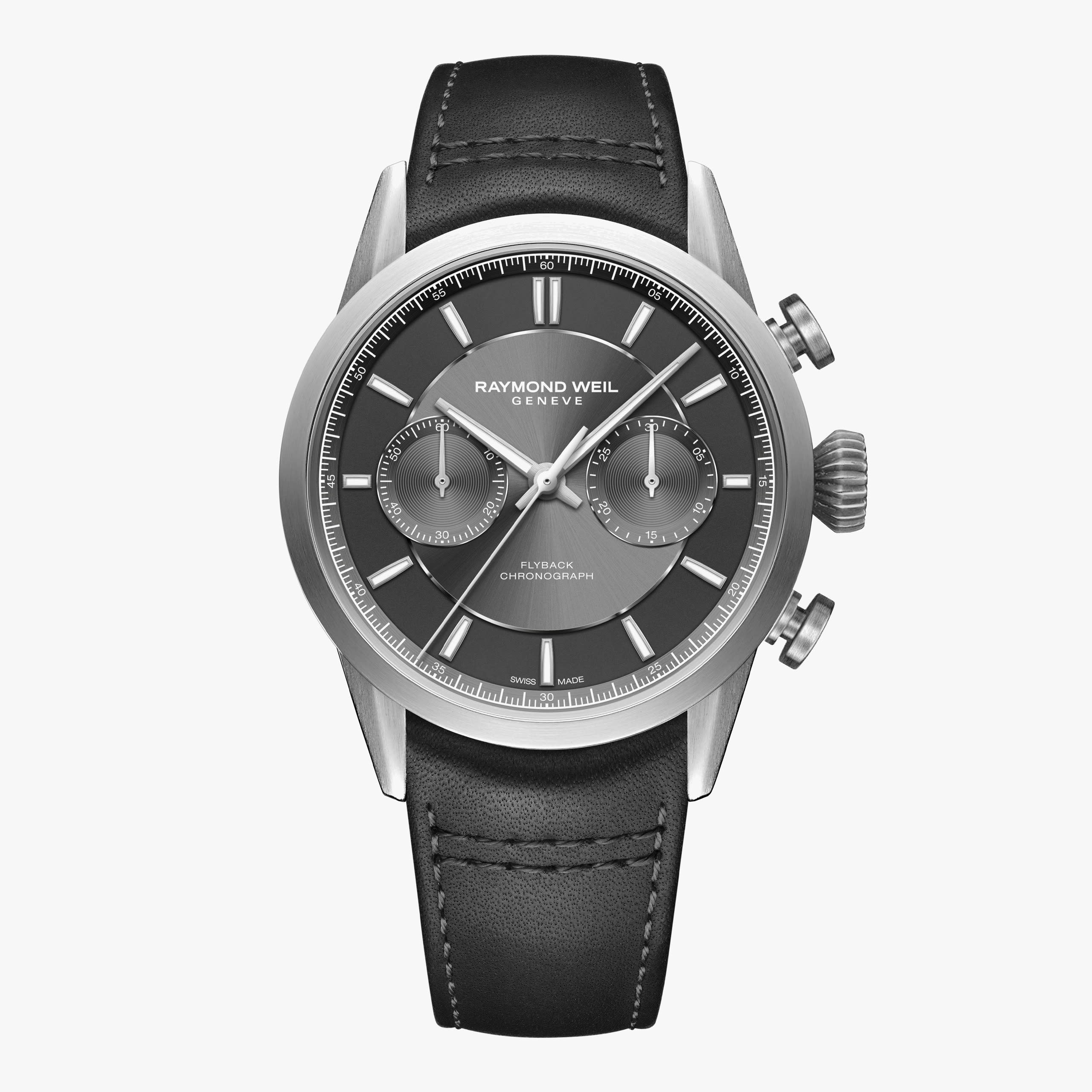 Raymond Weil Freelancer Men's Pilot Flyback Chronograph Leather Automatic Grey Dial Watch