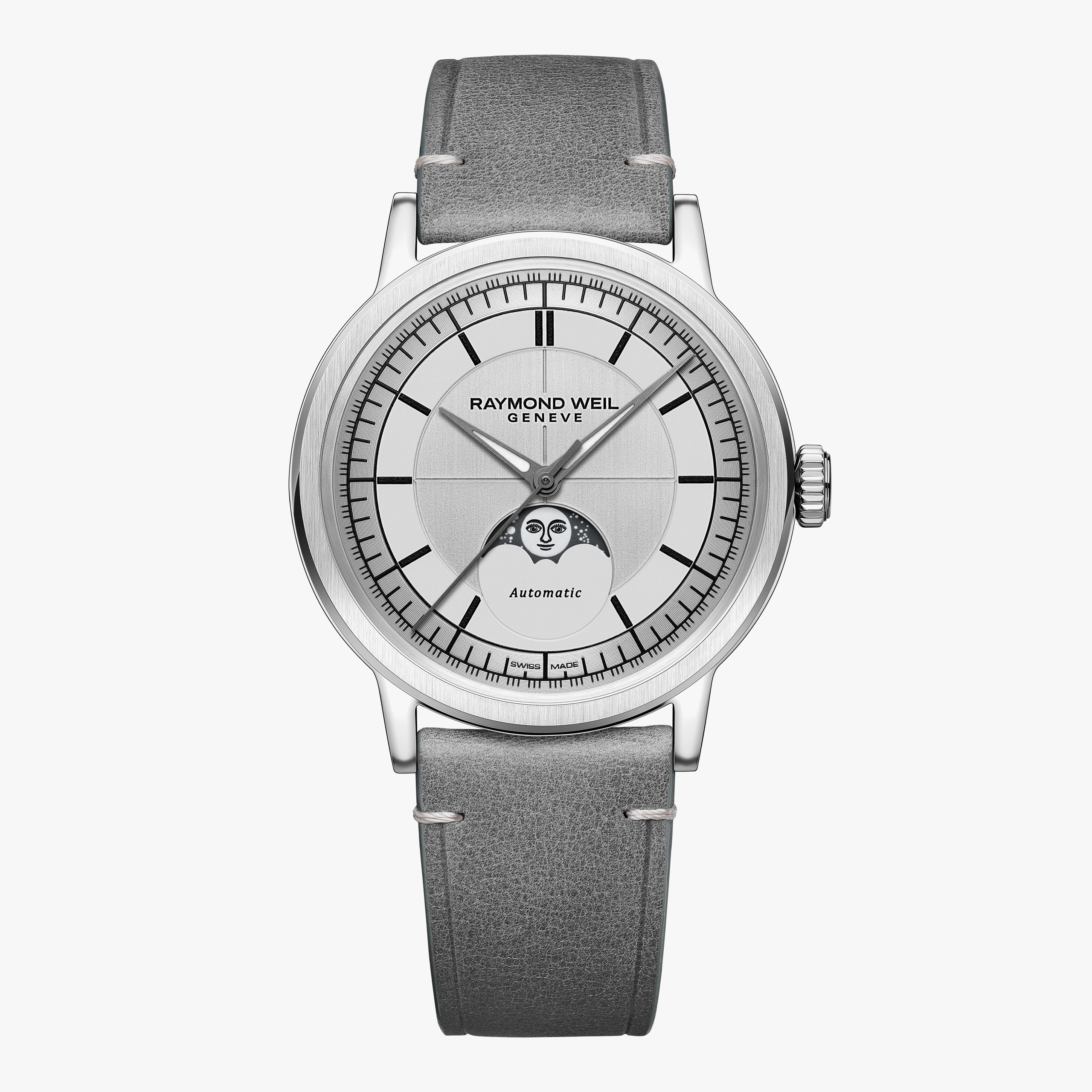 Raymond Weil Millesime Automatic Moon Phase Silver Dial Watch