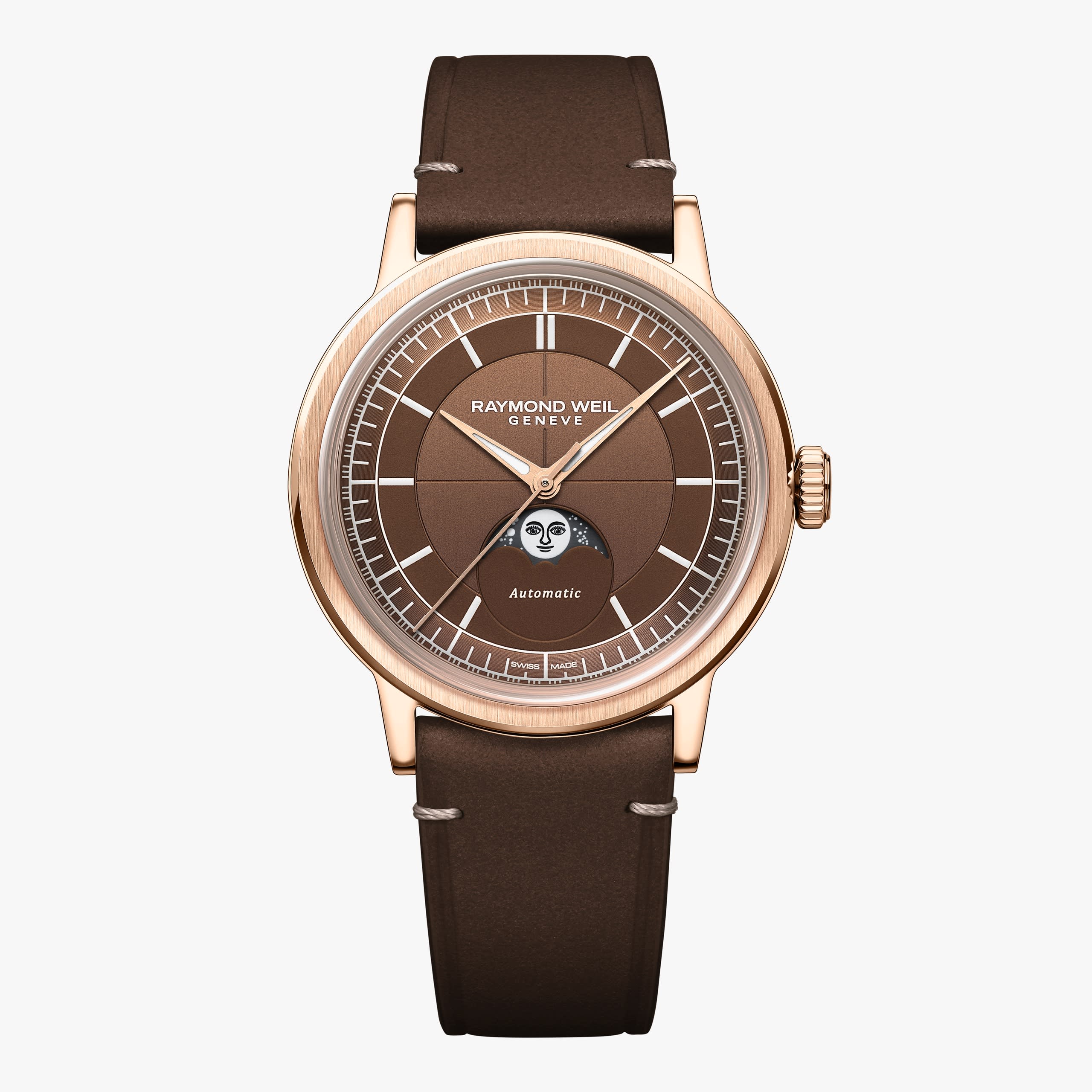 Raymond Weil Millesime Automatic Moon Phase Brown Dial Watch