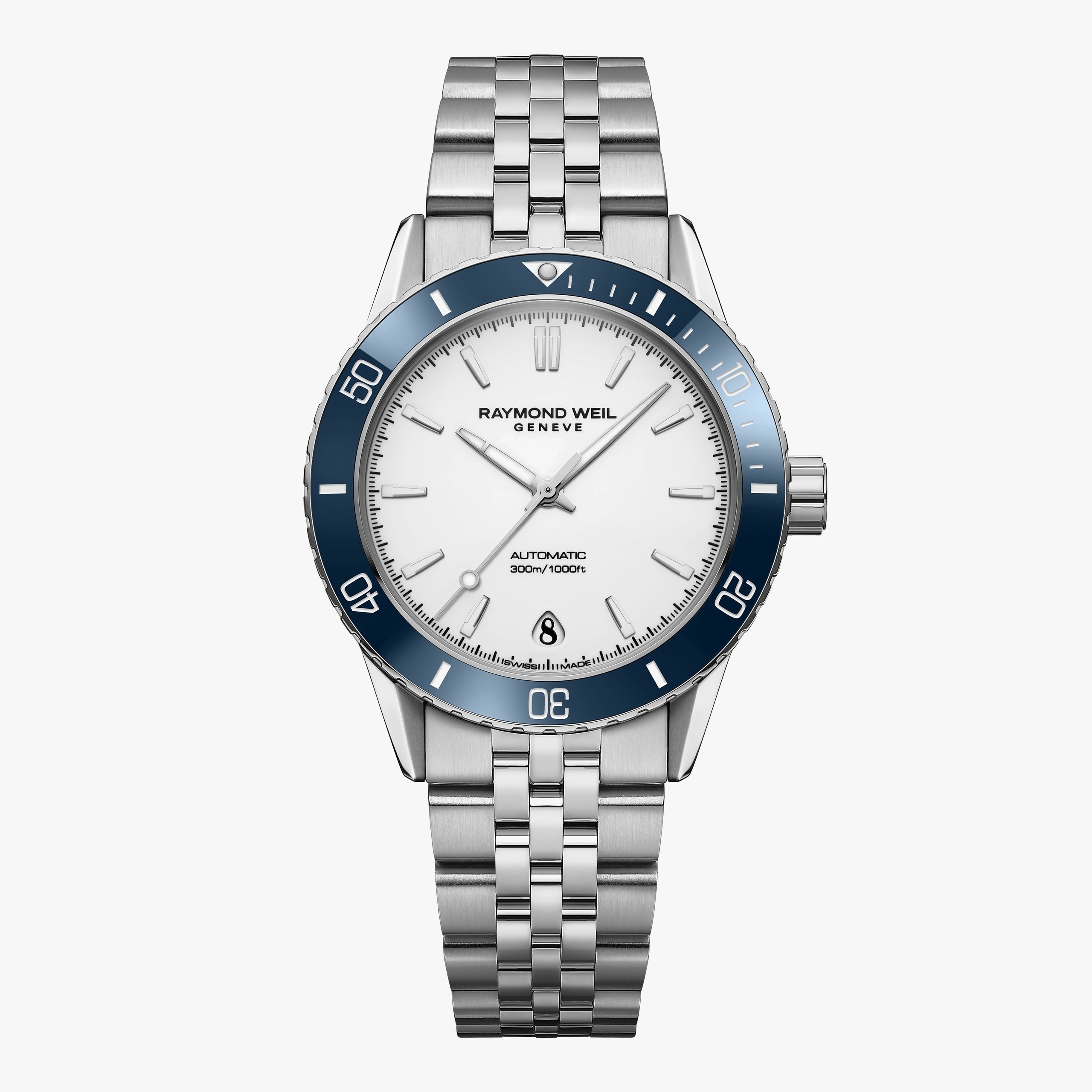 Raymond Weil Freelancer Diver Automatic White Dial Bracelet Watch