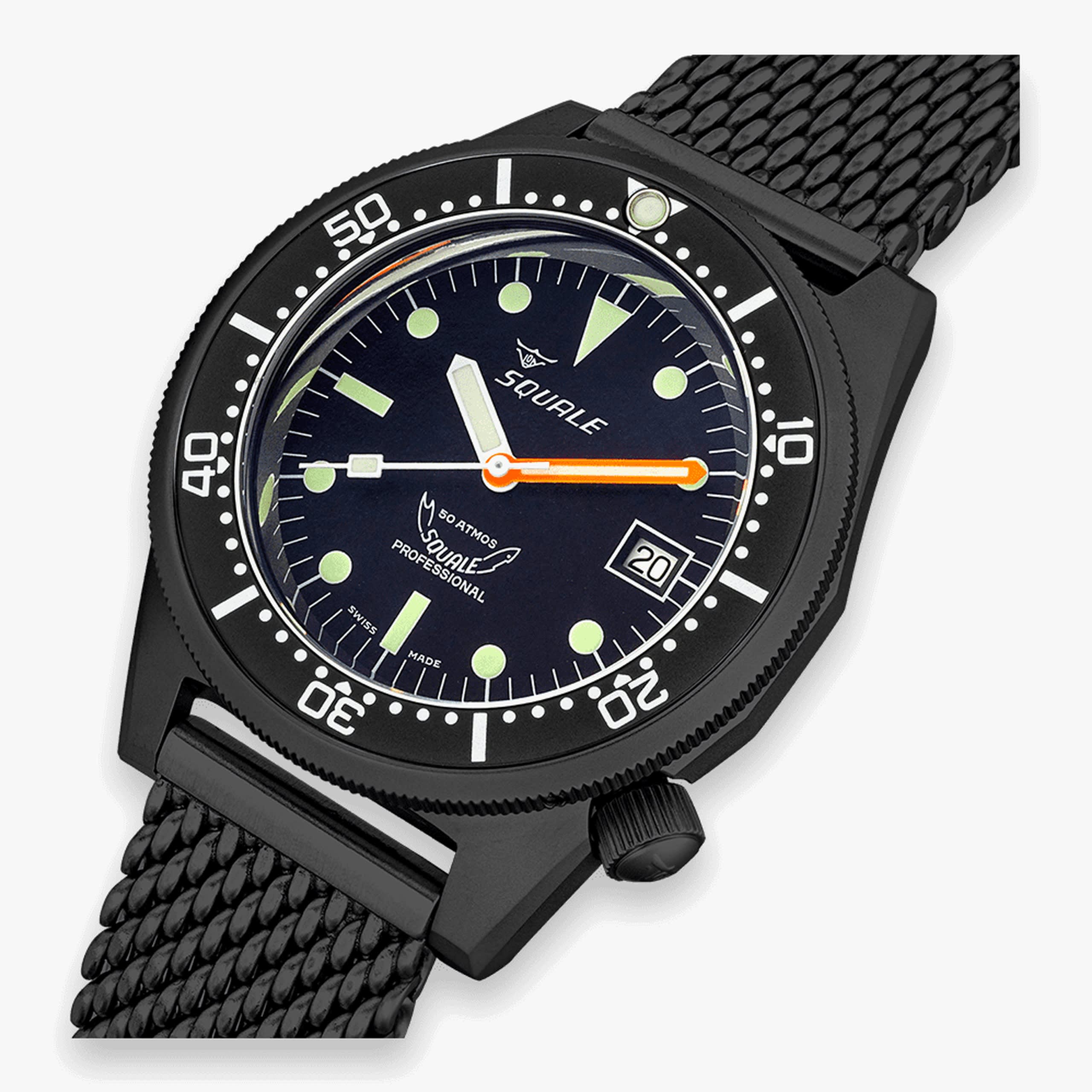 Squale 1521 DLC Black Mesh