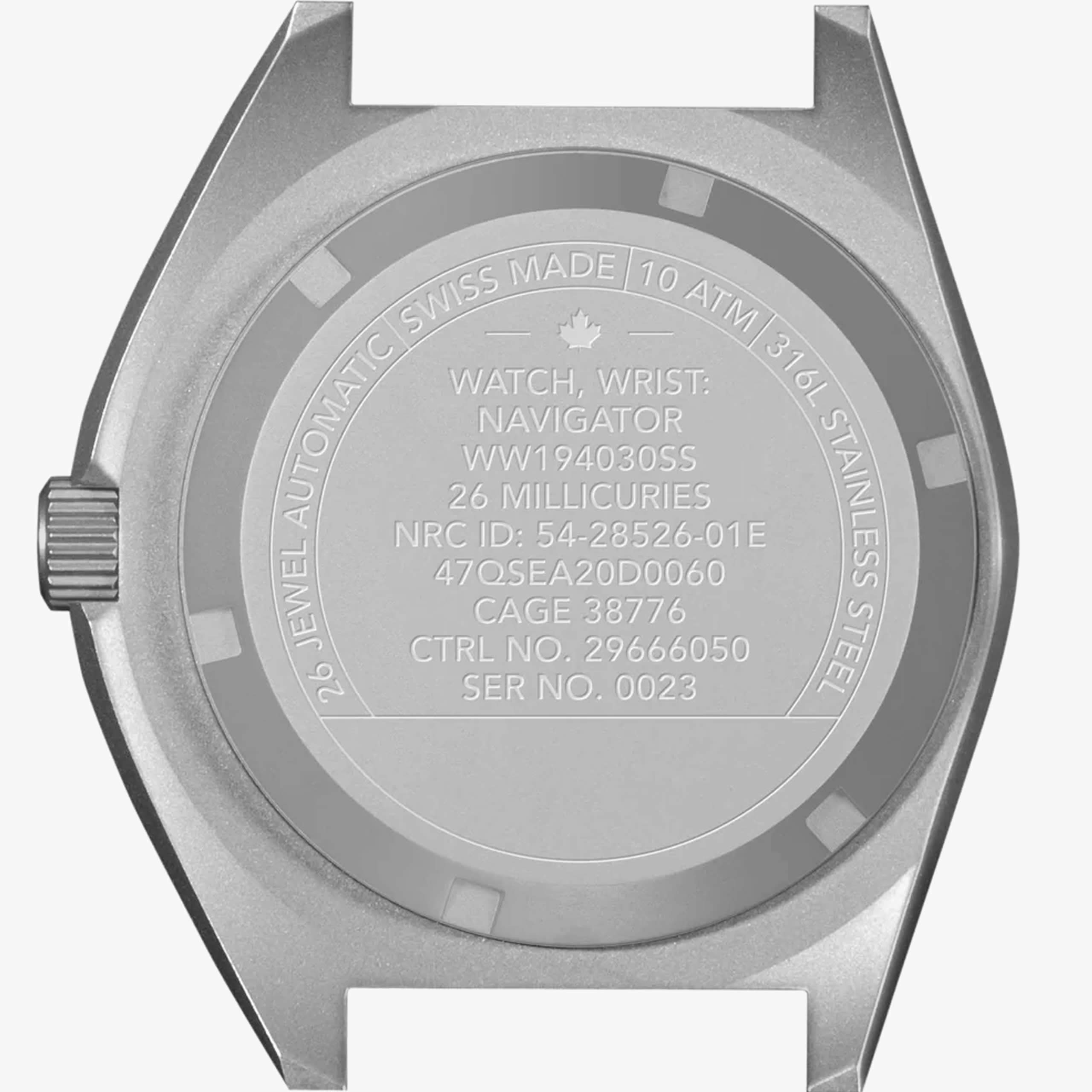 Marathon Steel Navigator w/ Date Automatic (SSNAV-D AUTO) on Ballistic Nylon (12 inches)