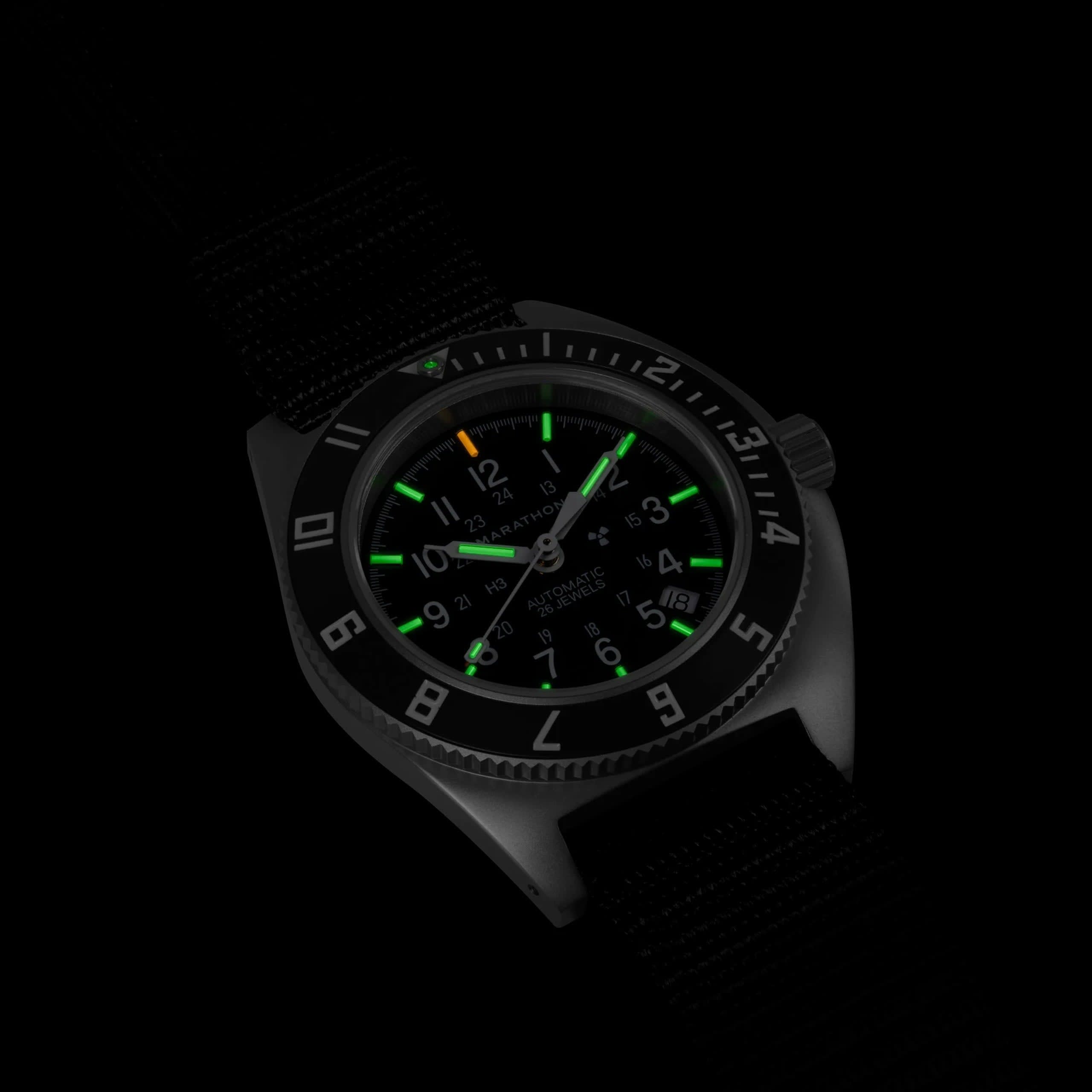 Marathon Steel Navigator w/ Date Automatic (SSNAV-D AUTO) on Ballistic Nylon (12 inches)