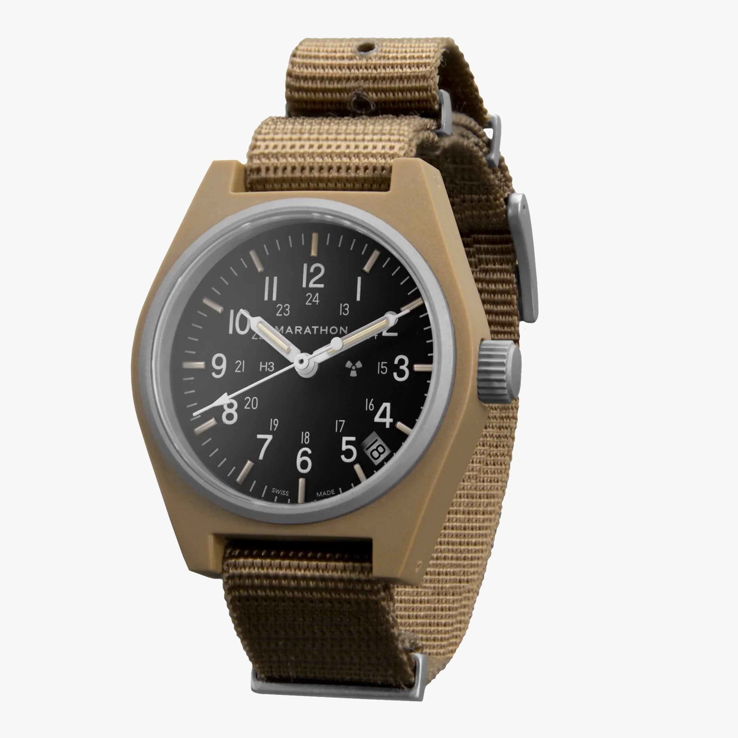 Marathon Desert Tan General Purpose Quartz with Date (GPQ) (Standard Issue / Nylon DEFSTAN)