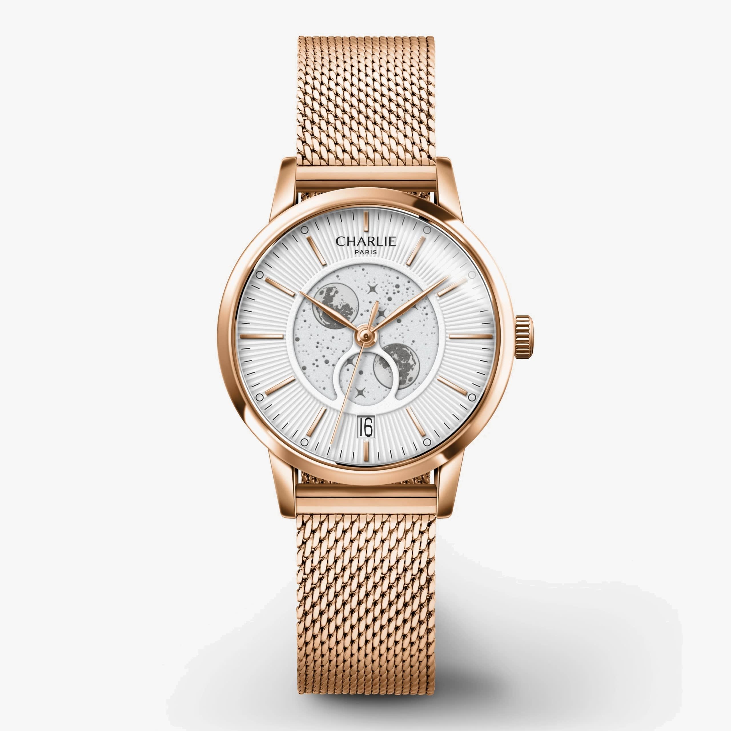 Charlie Paris Sully - Moon Phase - Rose gold & White