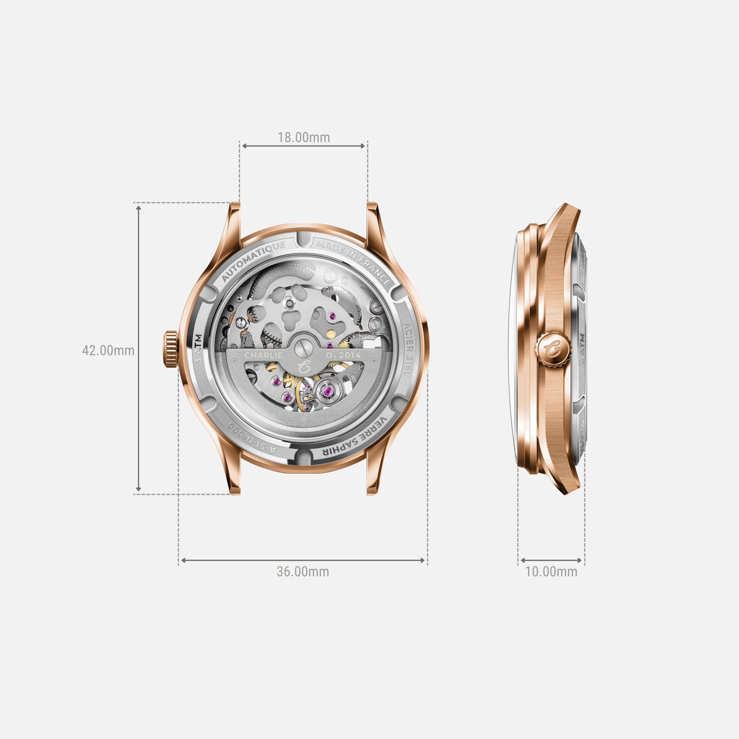 Charlie Paris Initial 36 - Openwork - Rose gold