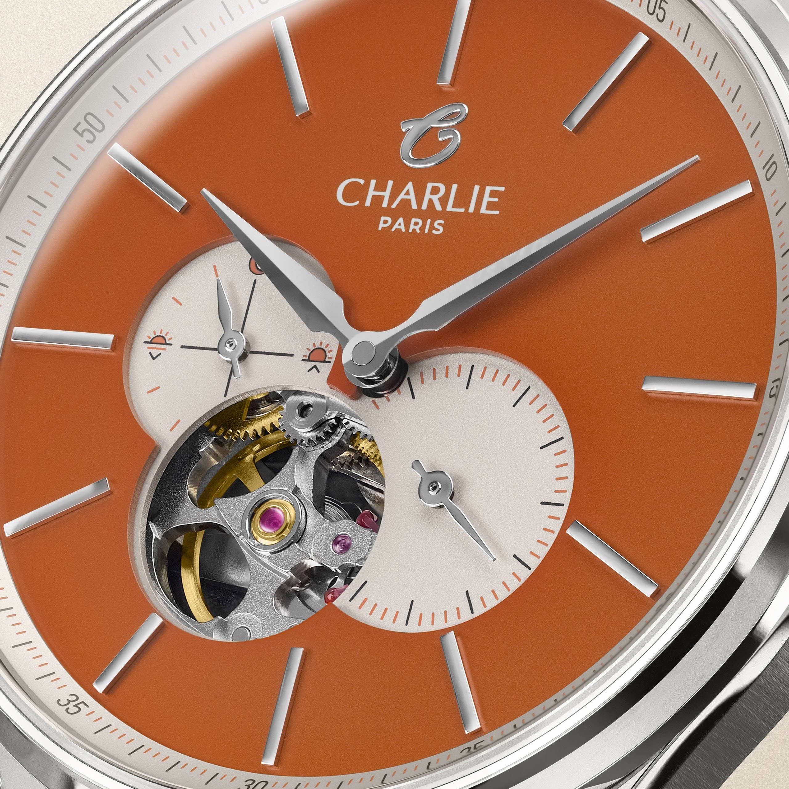 Charlie Paris Initial - Open Heart - Orange Sunset