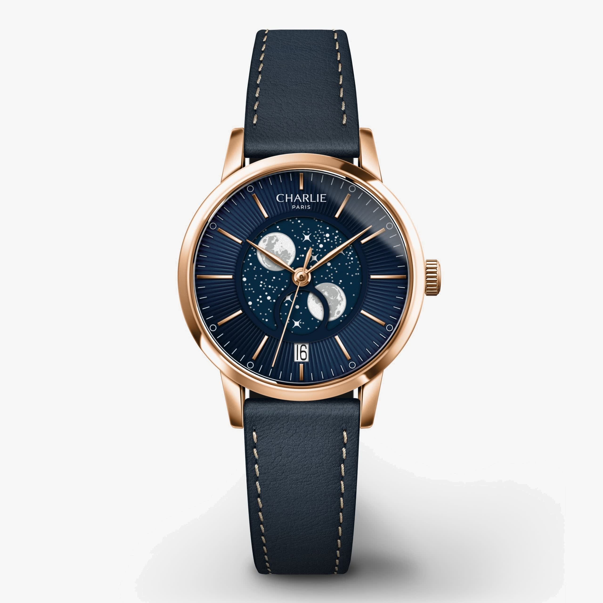Charlie Paris Sully - Moon Phase - Rose gold & Blue