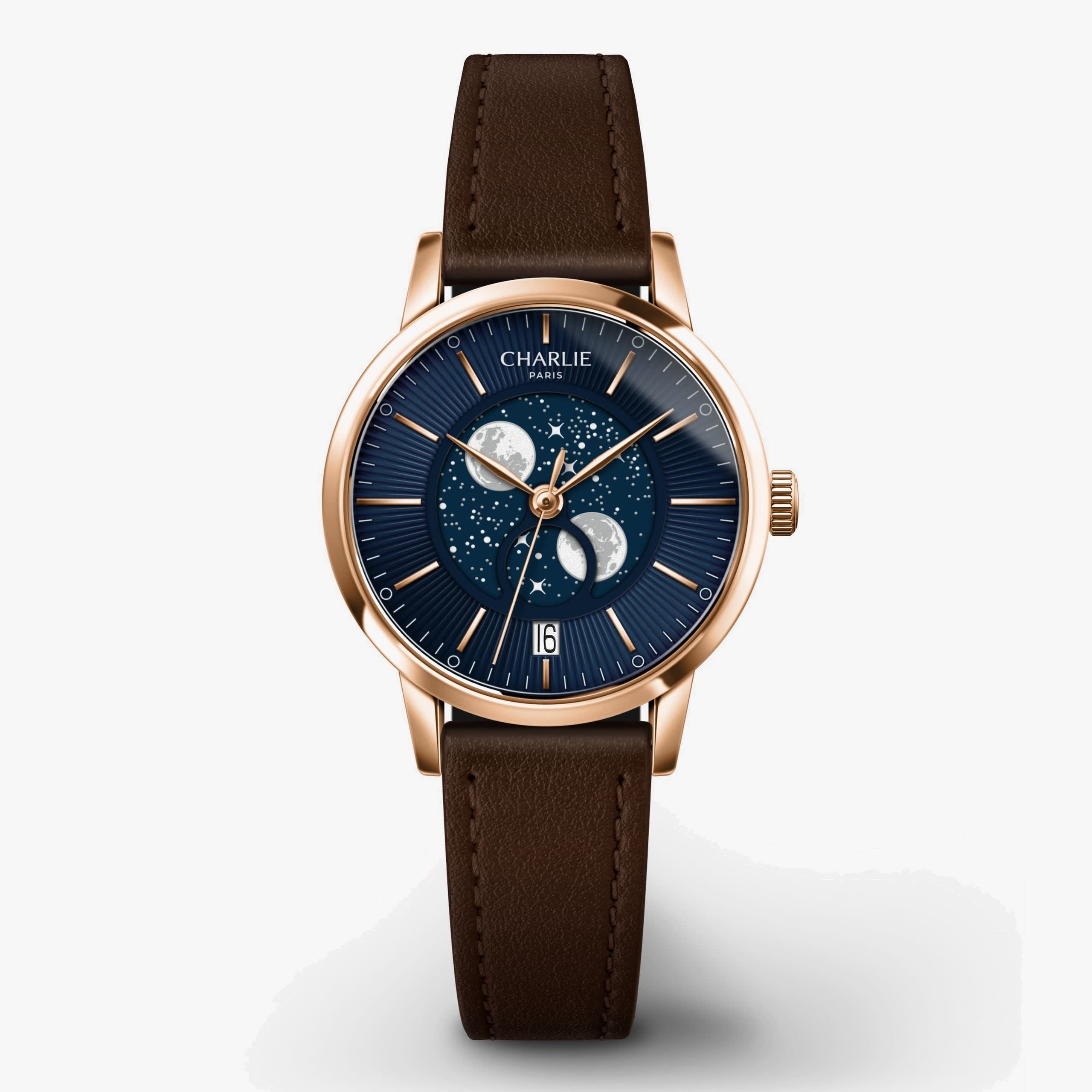 Charlie Paris Sully - Moon Phase - Rose gold & Blue