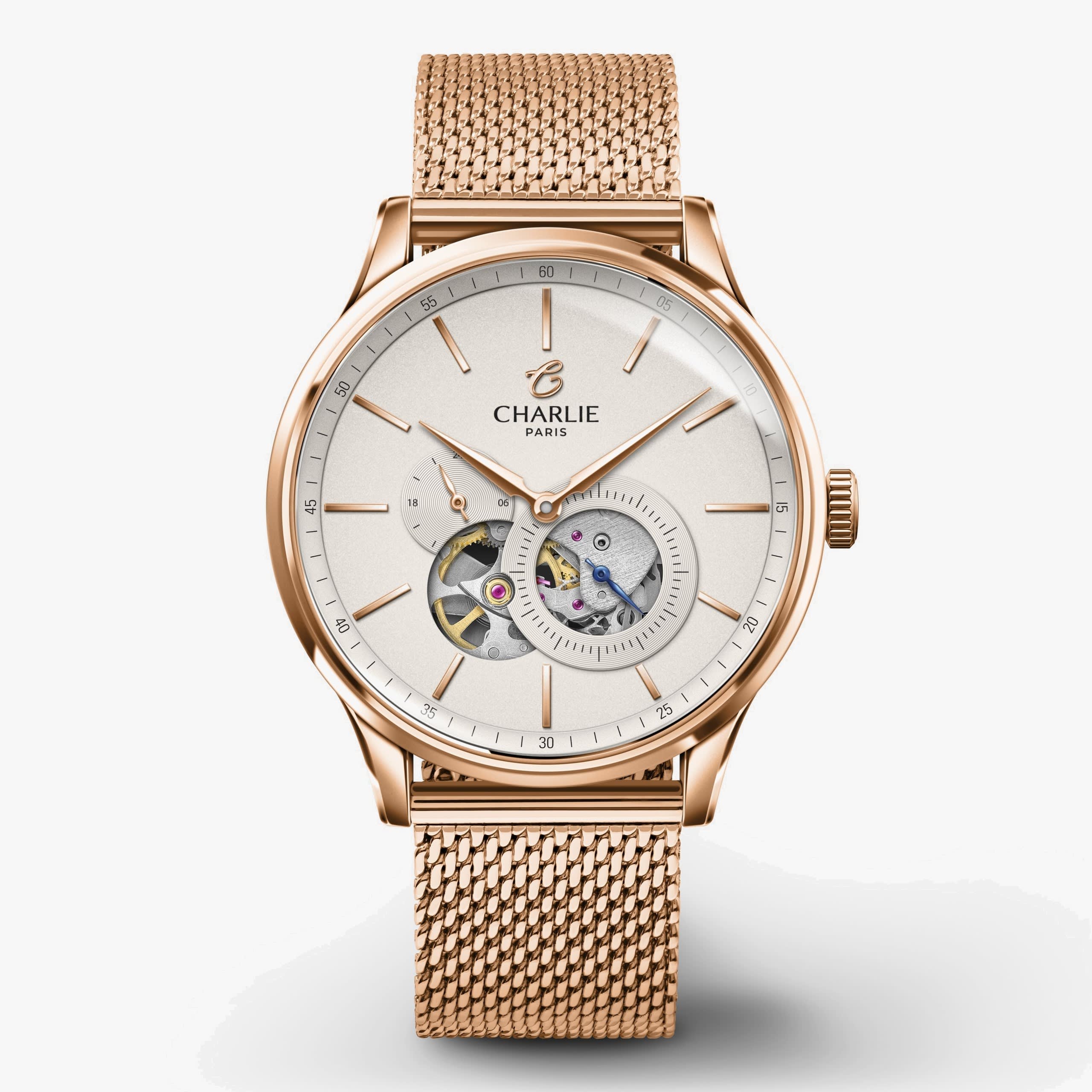 Charlie Paris Initial - Open Heart - Rose gold