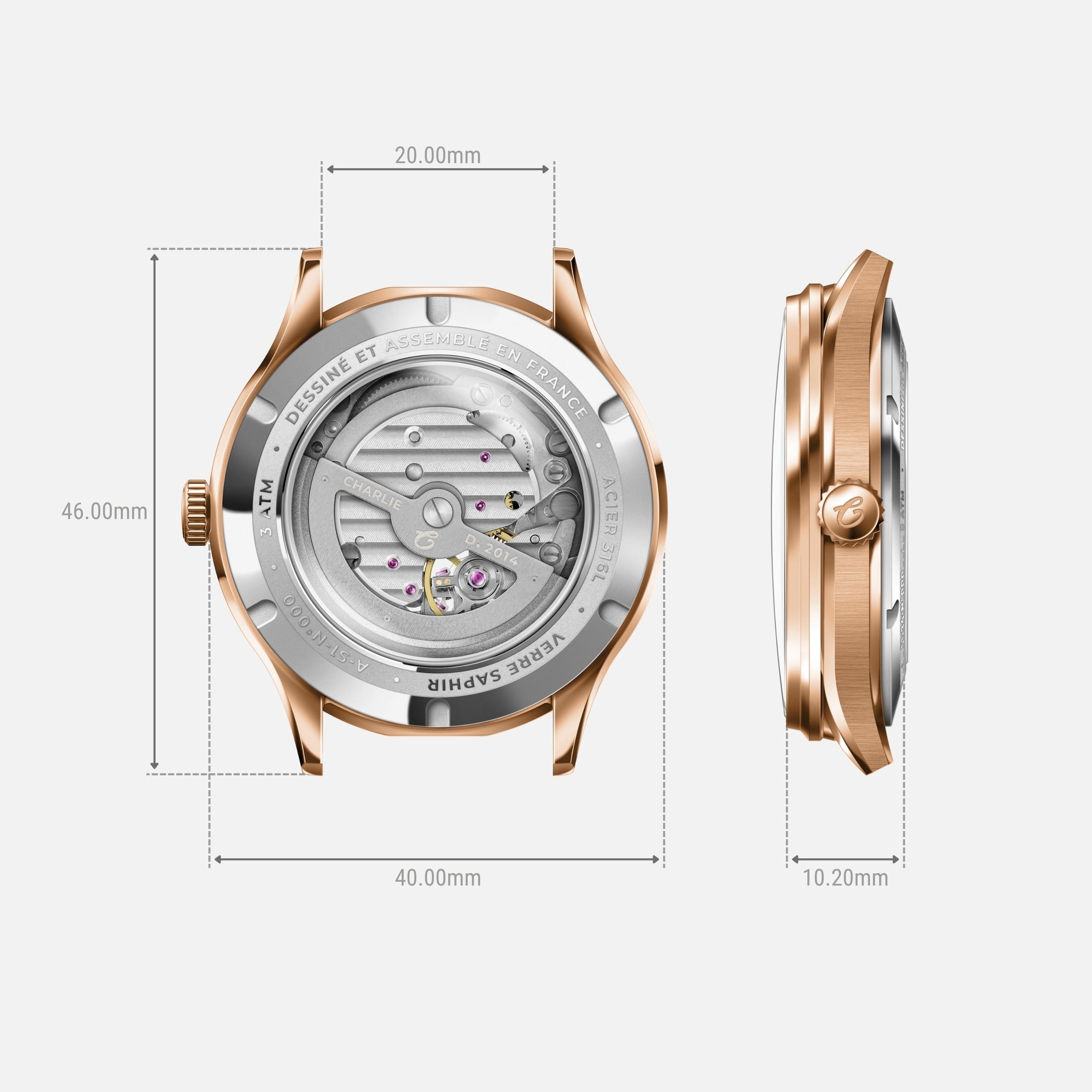 Charlie Paris Initial - Open Heart - Rose gold