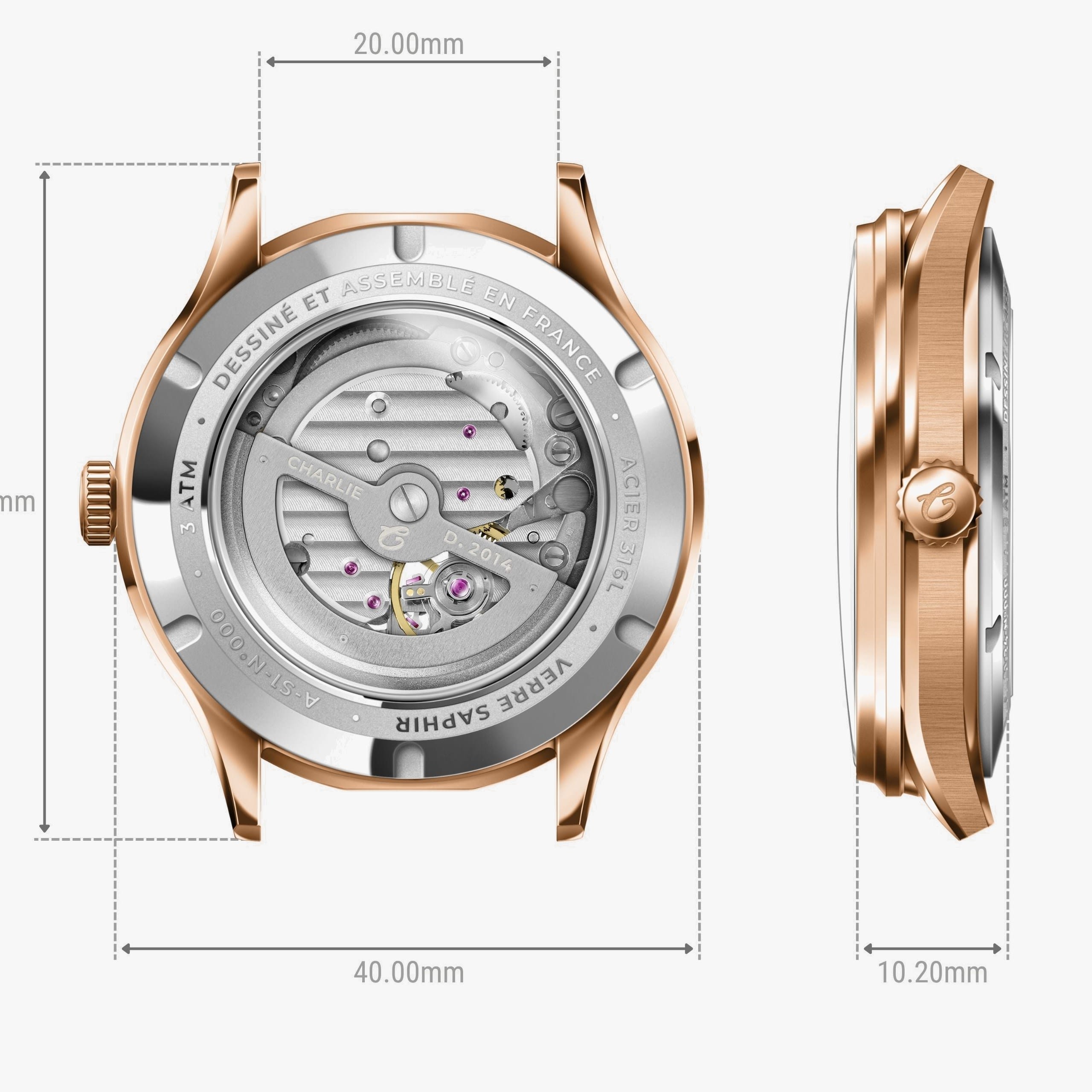 Charlie Paris Initial - Open Heart - Rose gold
