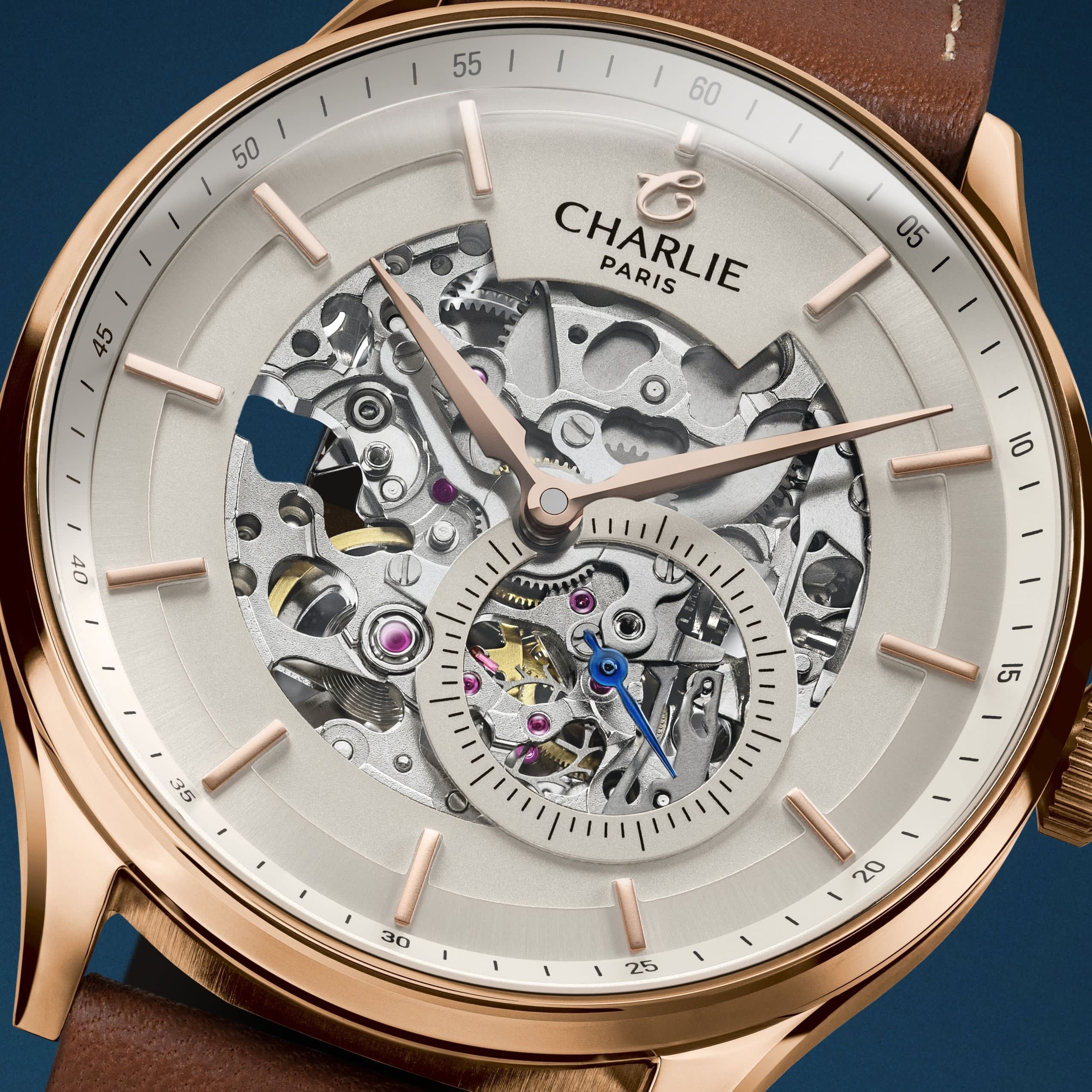 Charlie Paris Initial - Skeleton - Rose gold