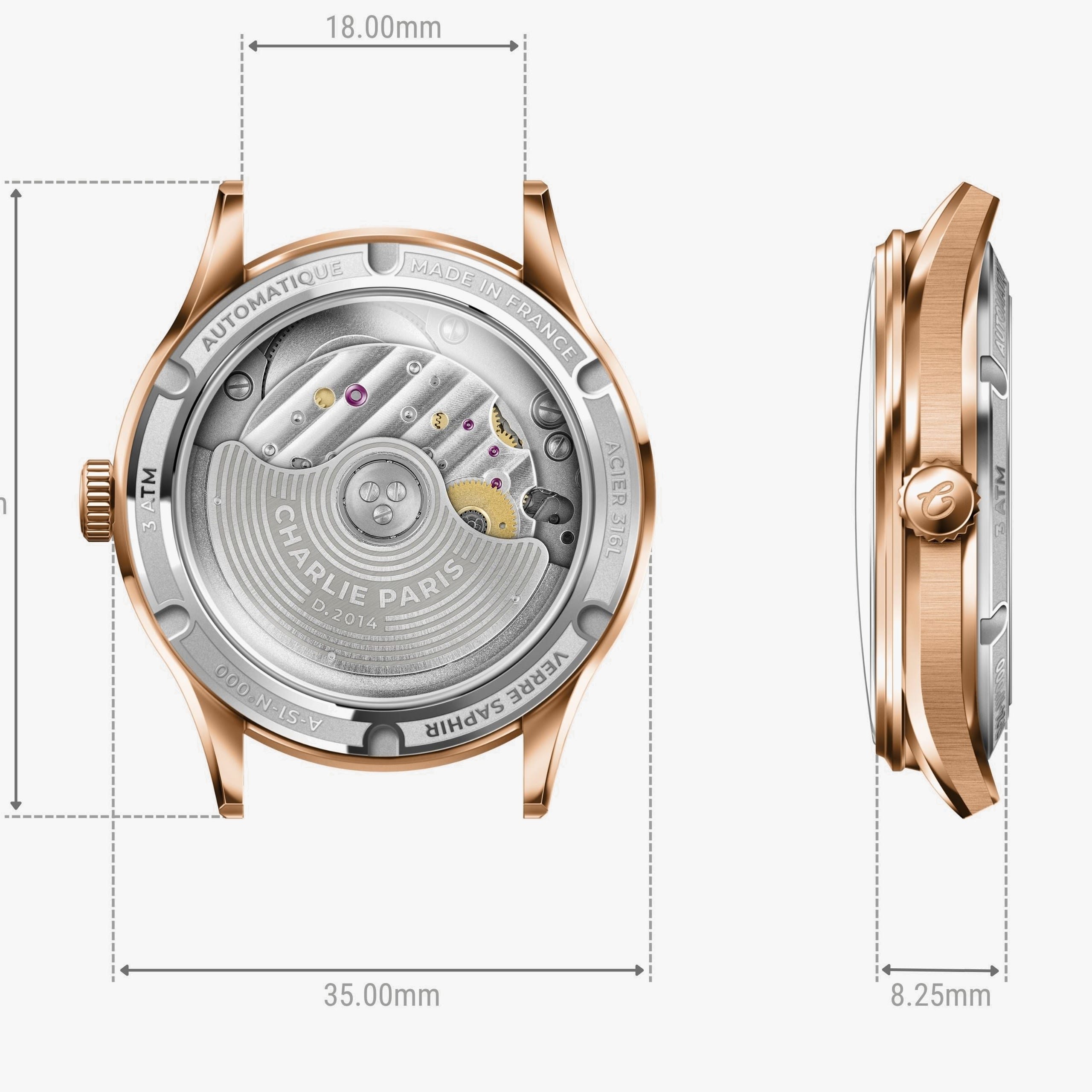 Charlie Paris Initial 35 - Open Heart - Rose gold