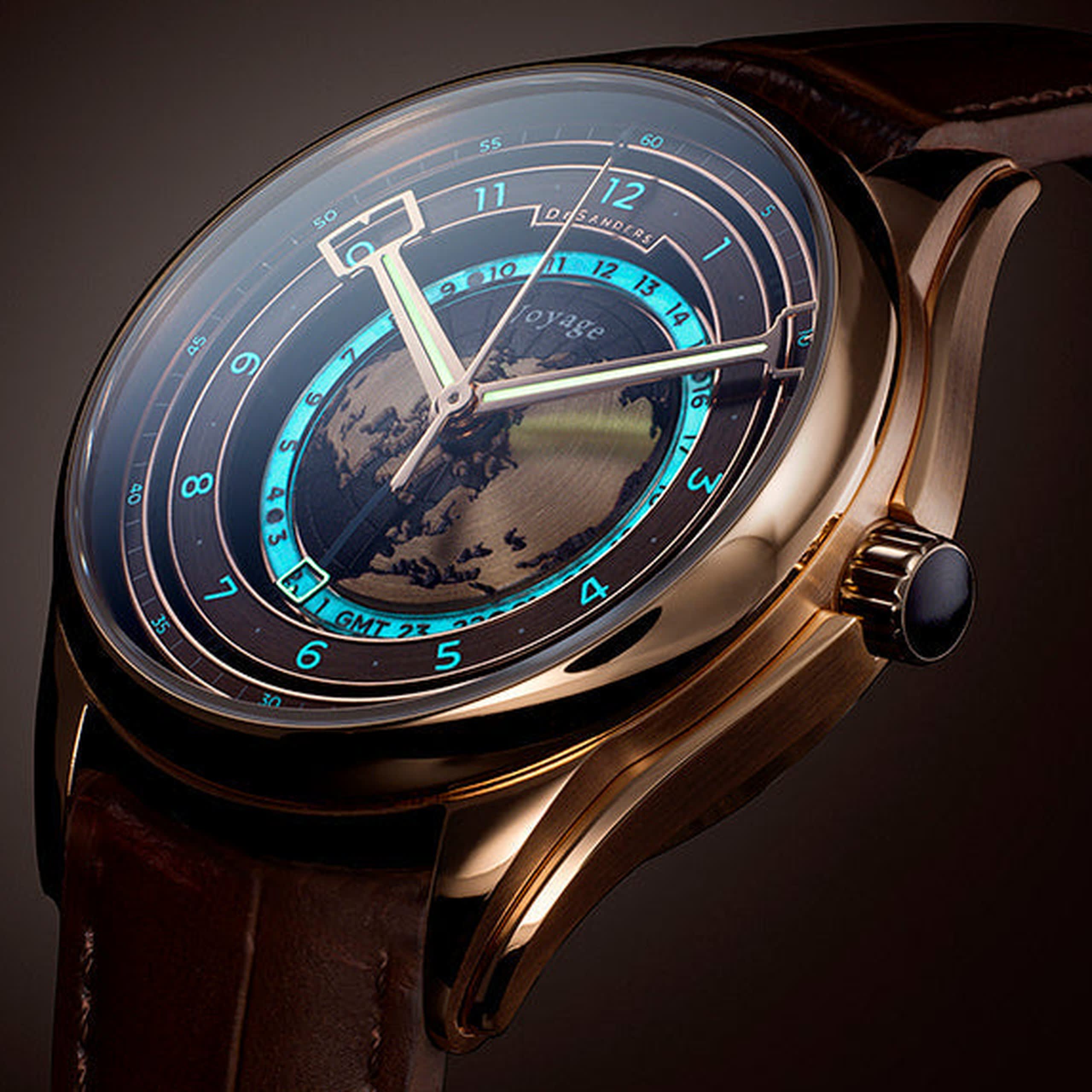 DeSanders Voyage GMT Rose gold & Root beer