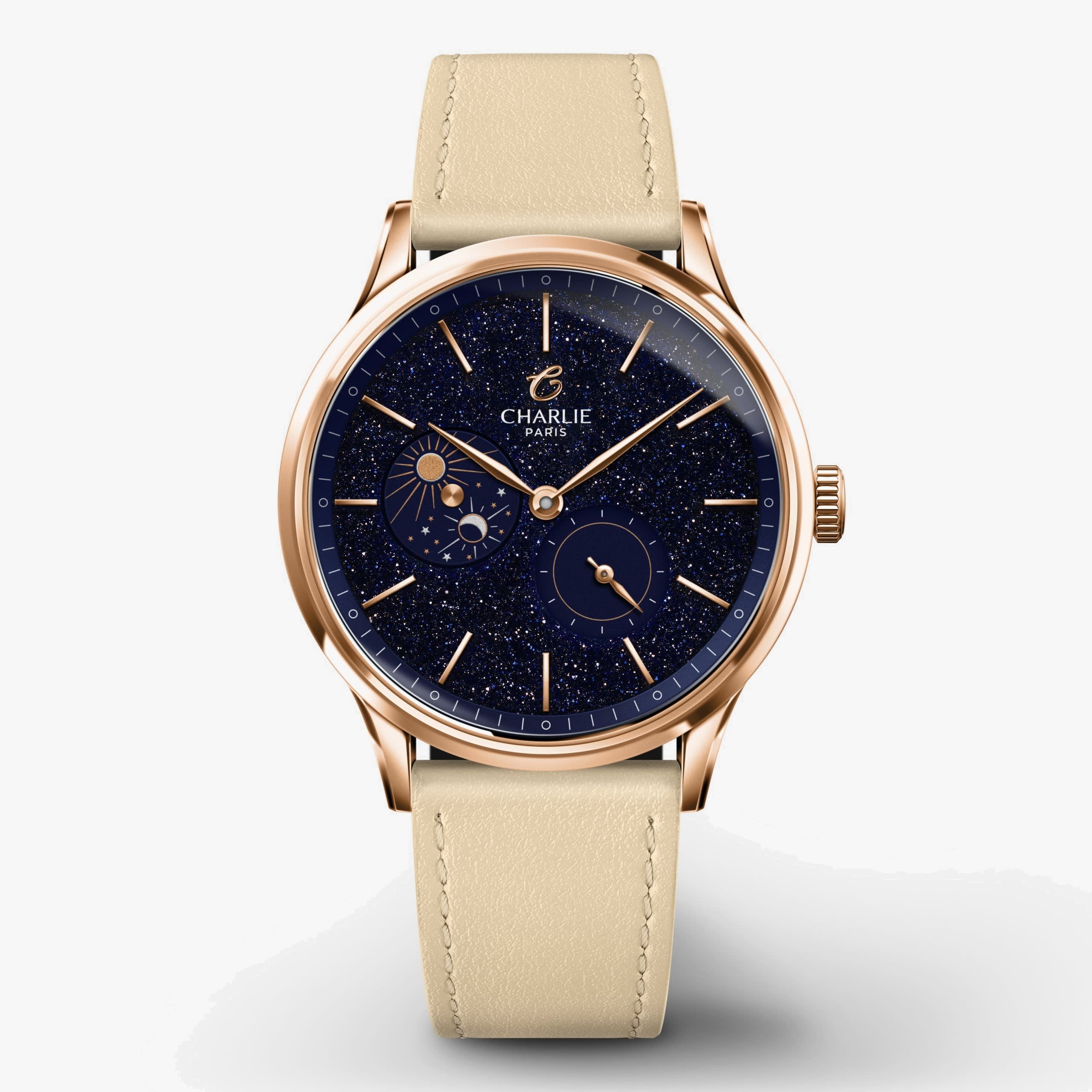 Charlie Paris Initial 36 - Day/Night - Aventurine Rose Gold - Piel sable