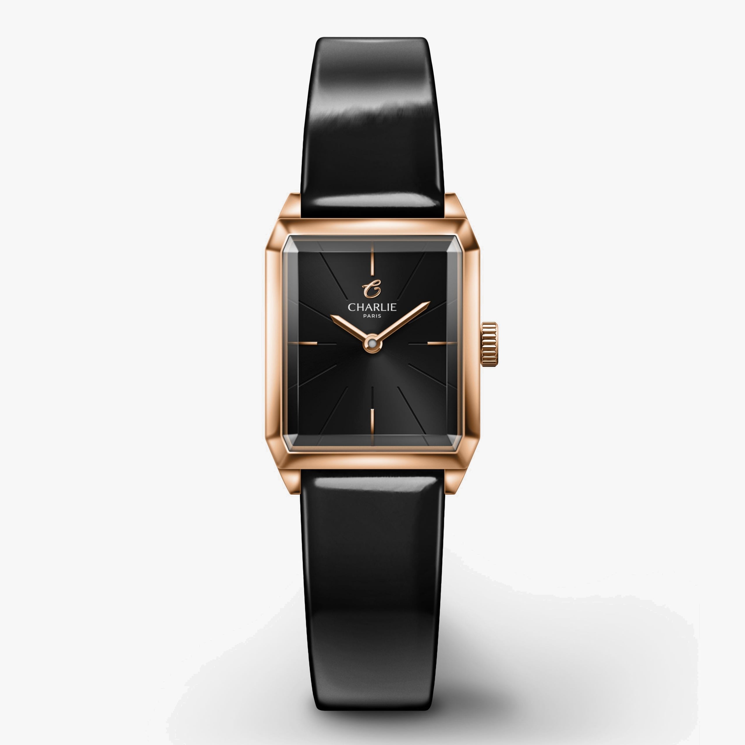 Charlie Paris Monceau - Rose gold & Black - Piel vernis negro