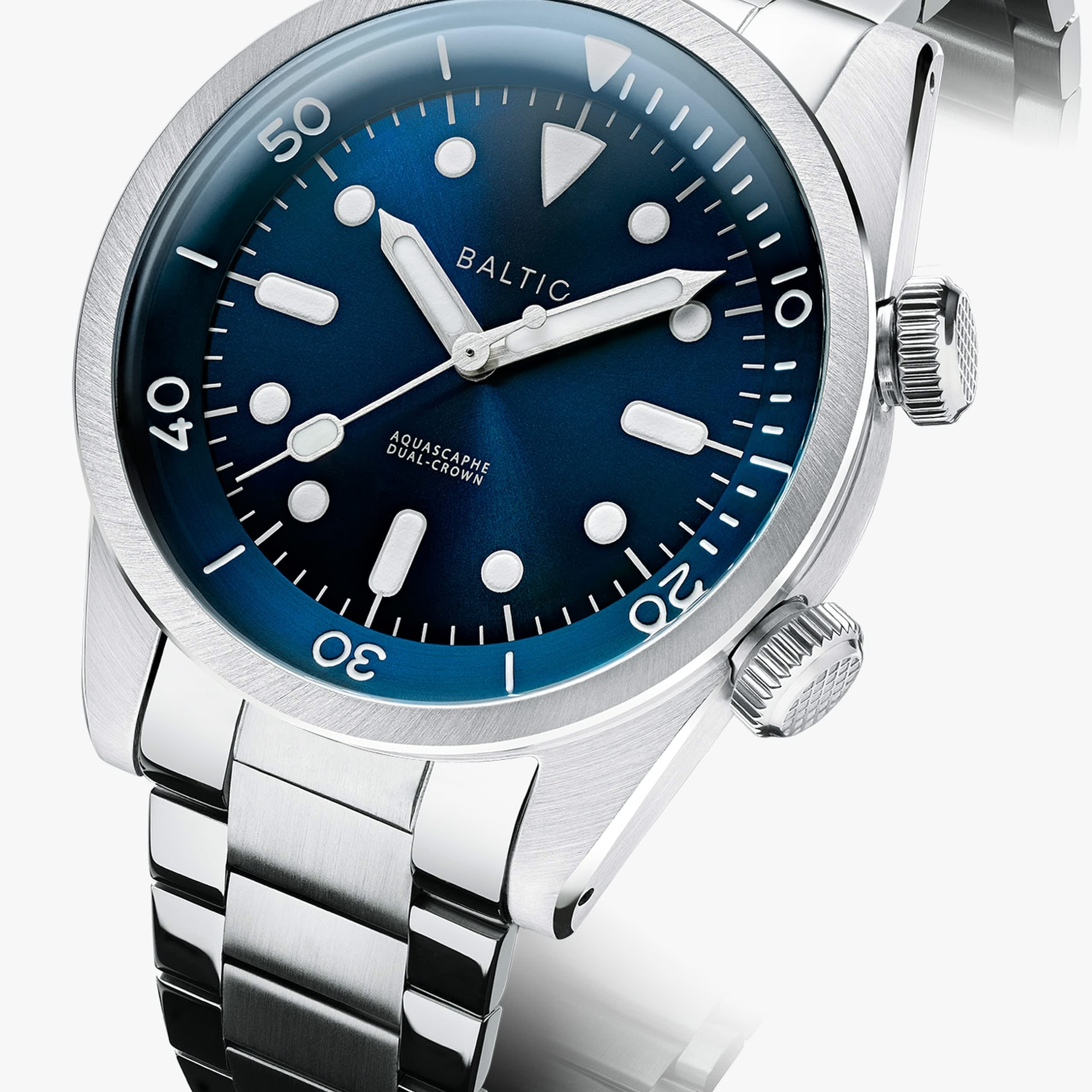 Baltic Aquascaphe Dual-Crown - Blue - Brazalete Flat Link