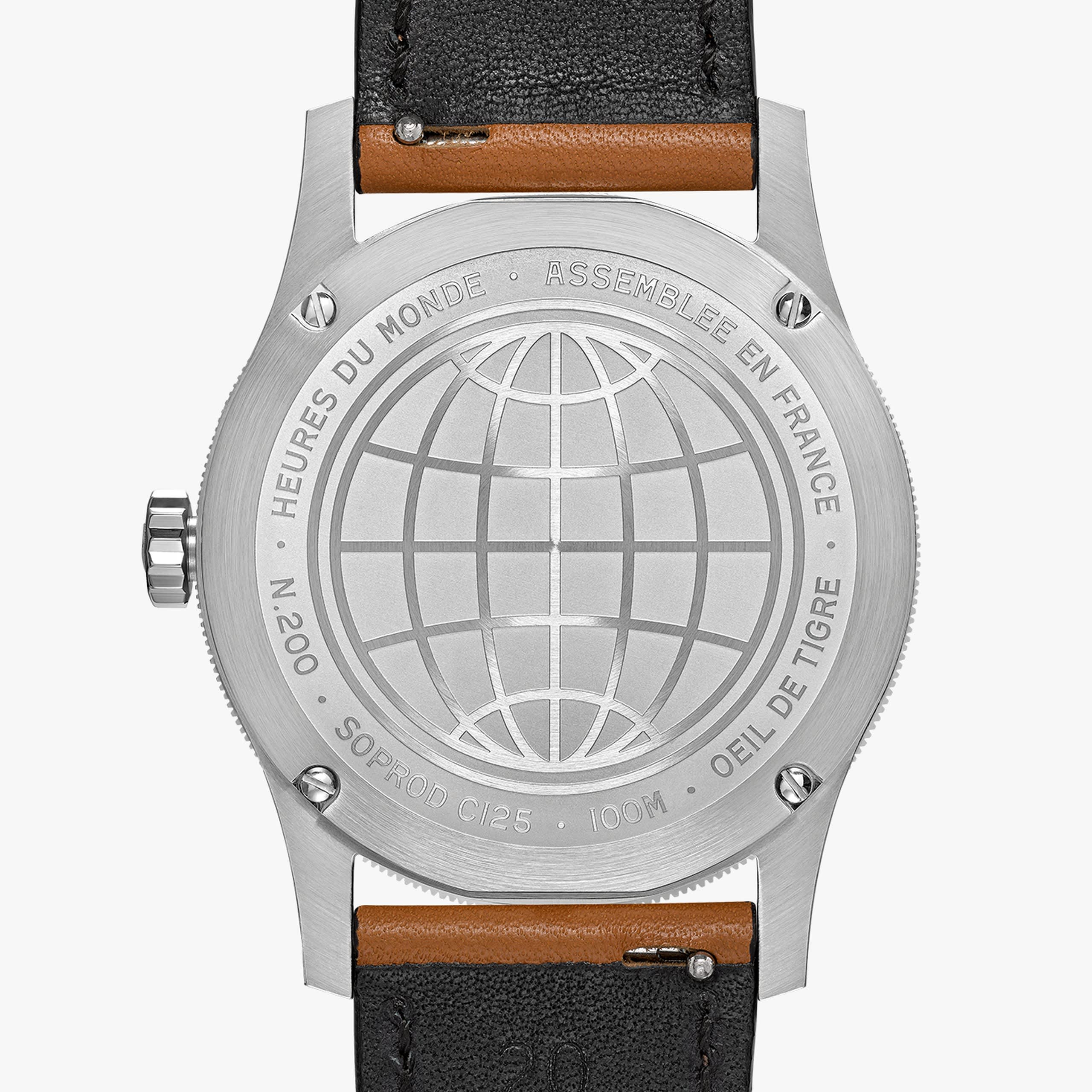 Baltic Heures du Monde - Worldtimer - Tiger Eye - Cuir Cognac