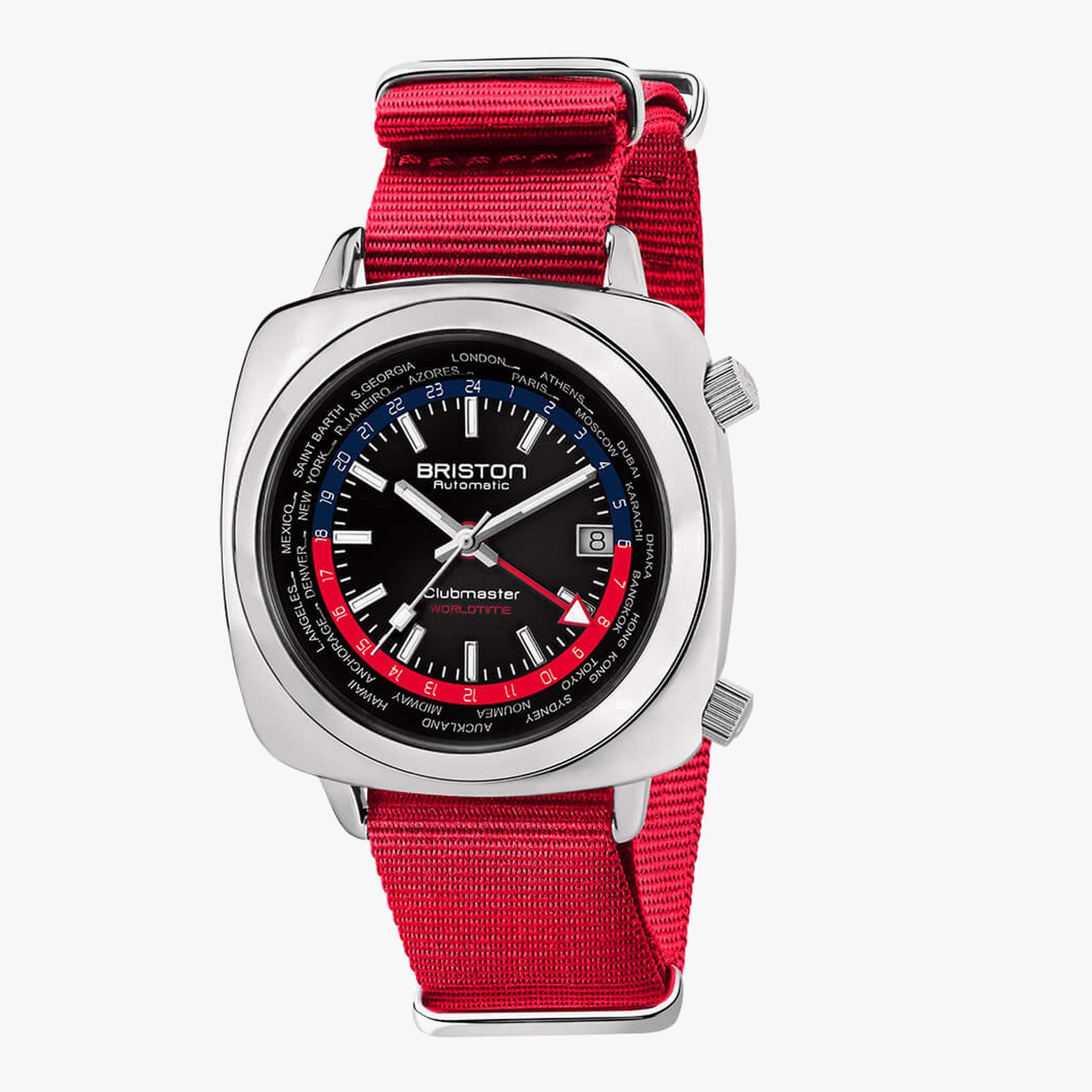 Briston Clubmaster Traveler Worldtime - Acero - Rojo