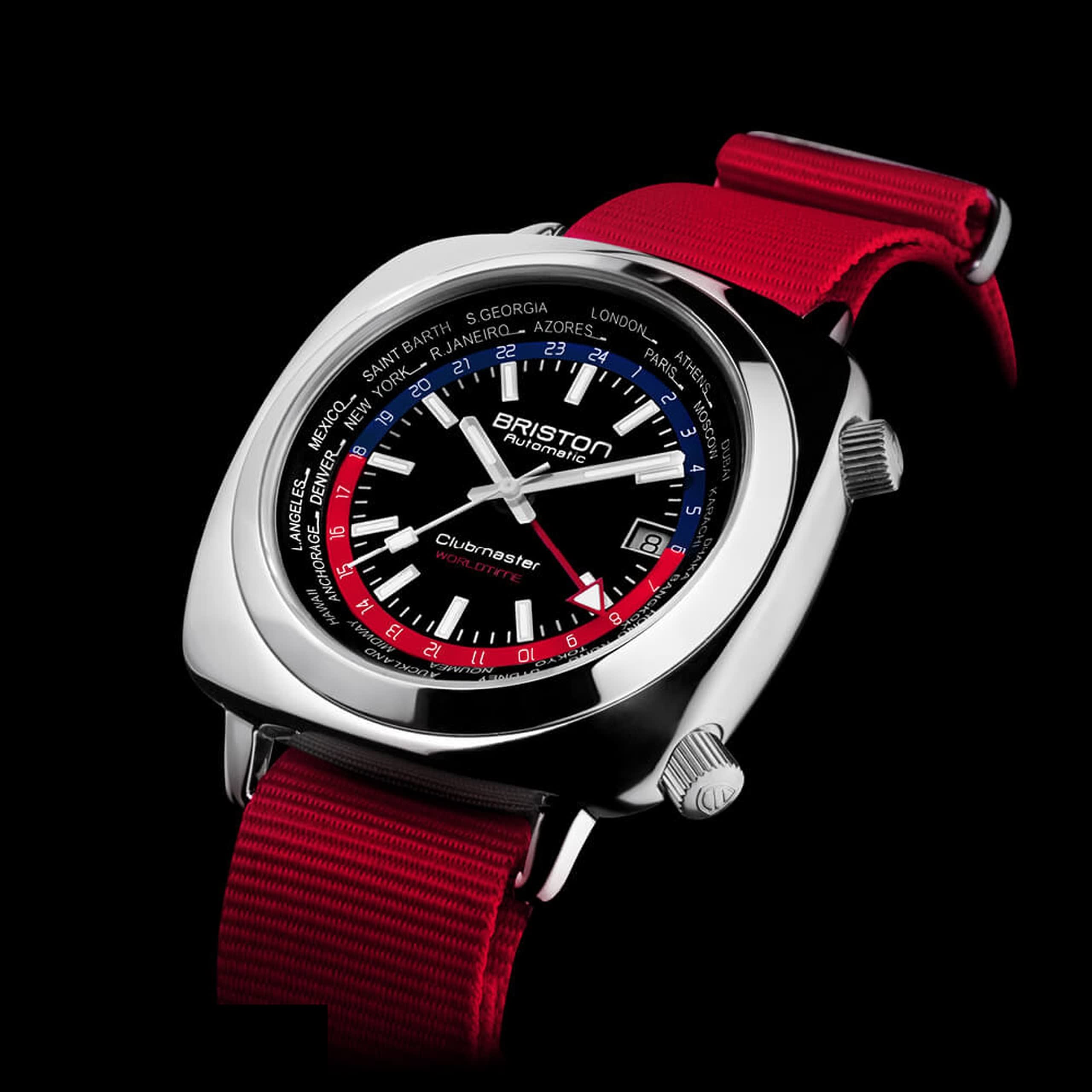 Briston Clubmaster Traveler Worldtime - Acero - Rojo