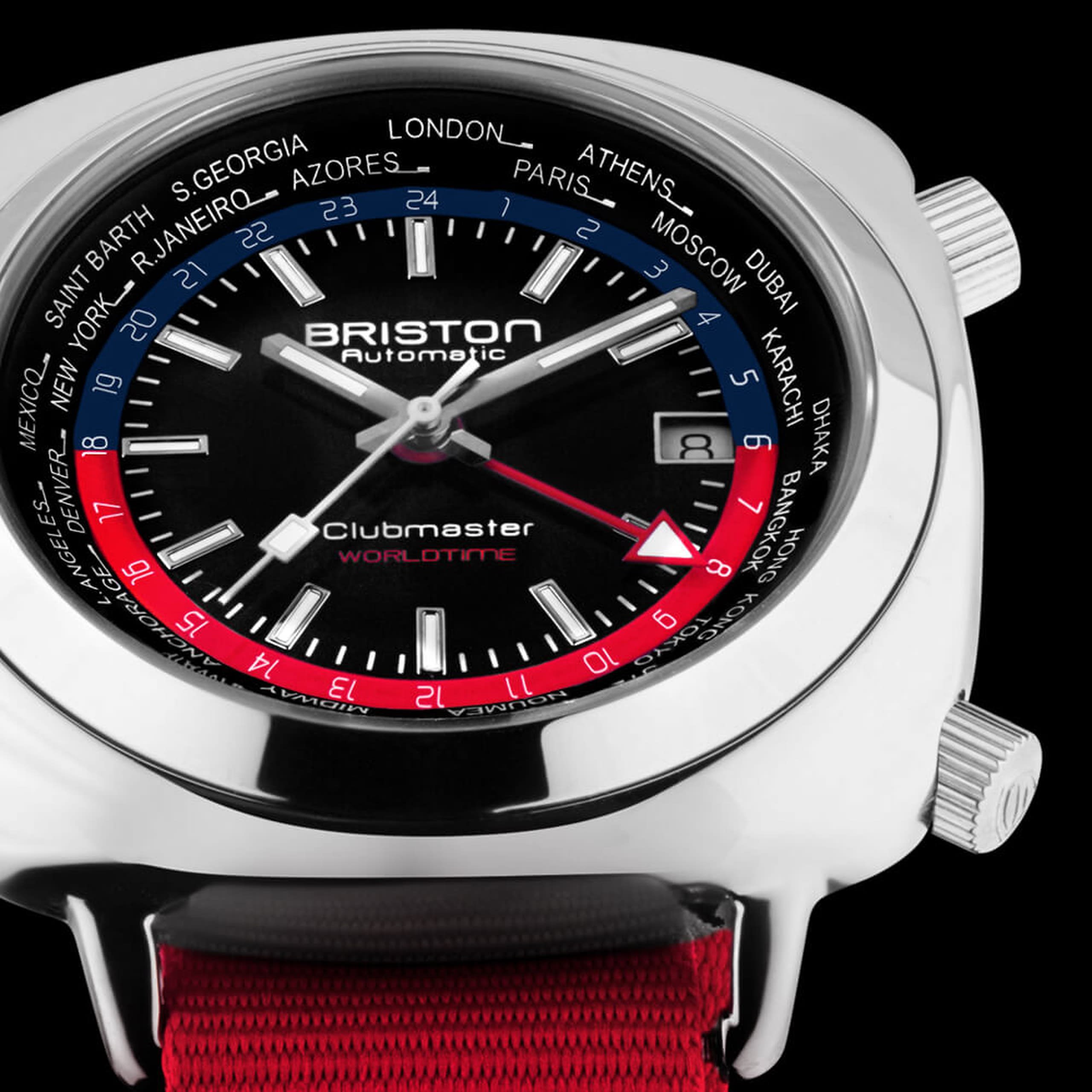 Briston Clubmaster Traveler Worldtime - Acero - Rojo