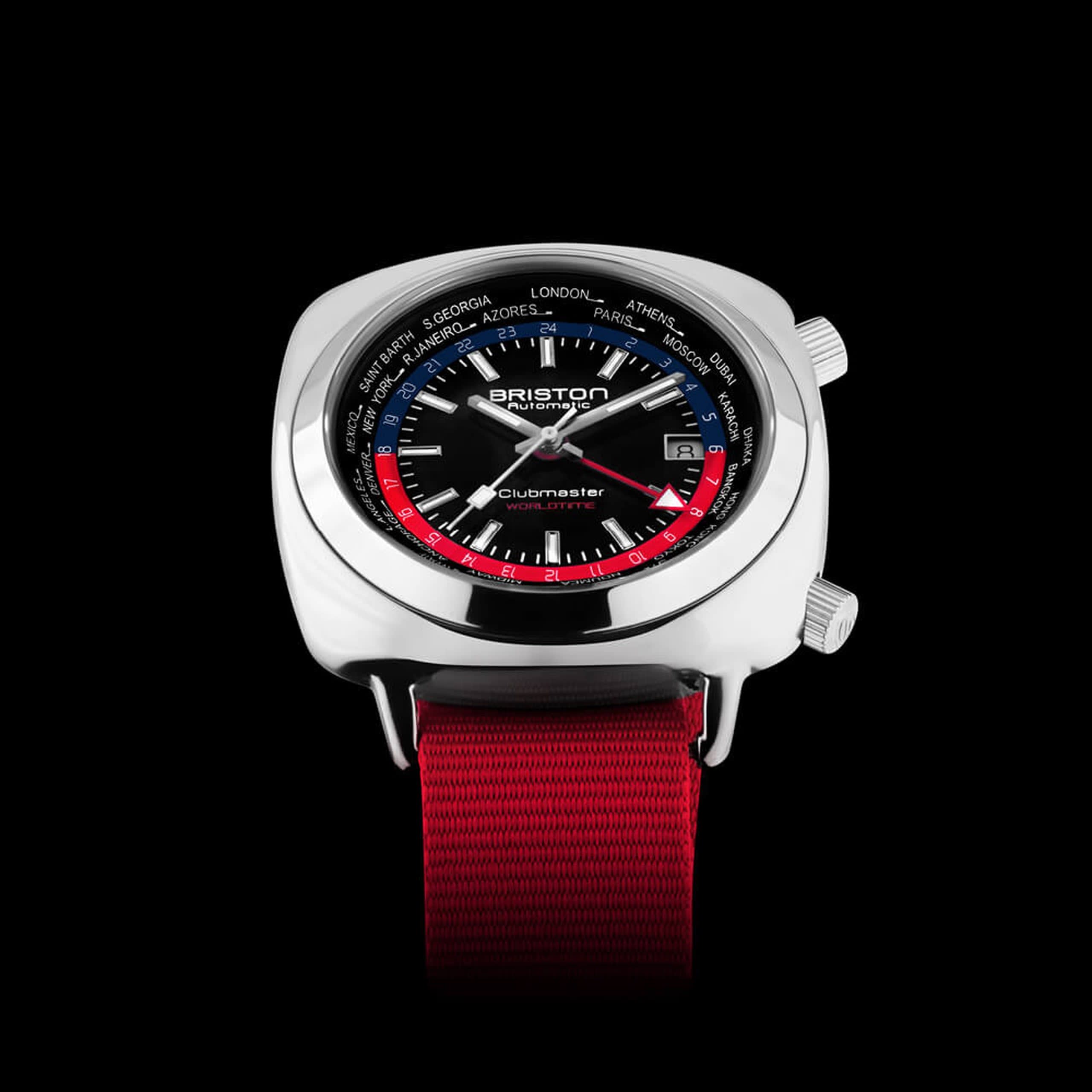 Briston Clubmaster Traveler Worldtime - Acero - Rojo