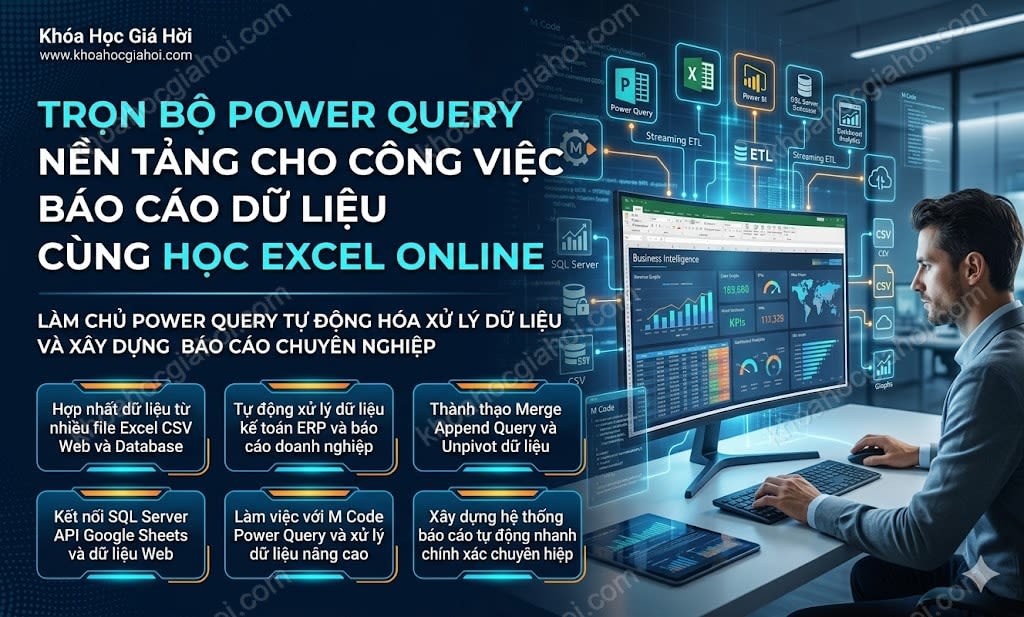 Trọn Bộ Power Query Nền Tảng Cho Công Việc Báo Cáo Dữ Liệu Cùng Học Excel Online