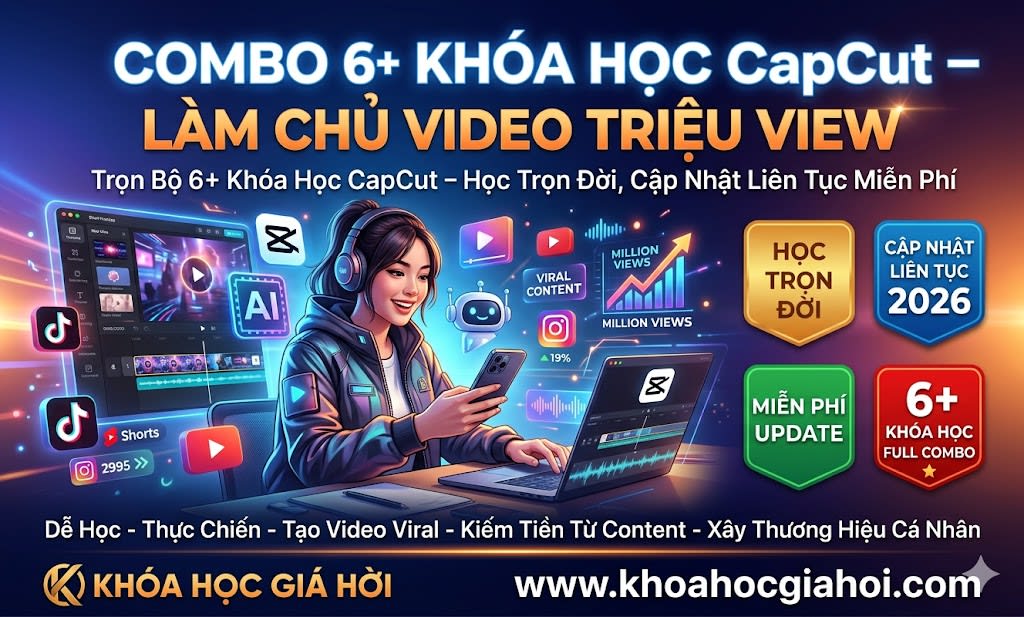 Trọn Bộ 6+ Khóa Học CapCut – Học Trọn Đời, Cập Nhật Liên Tục Miễn Phí