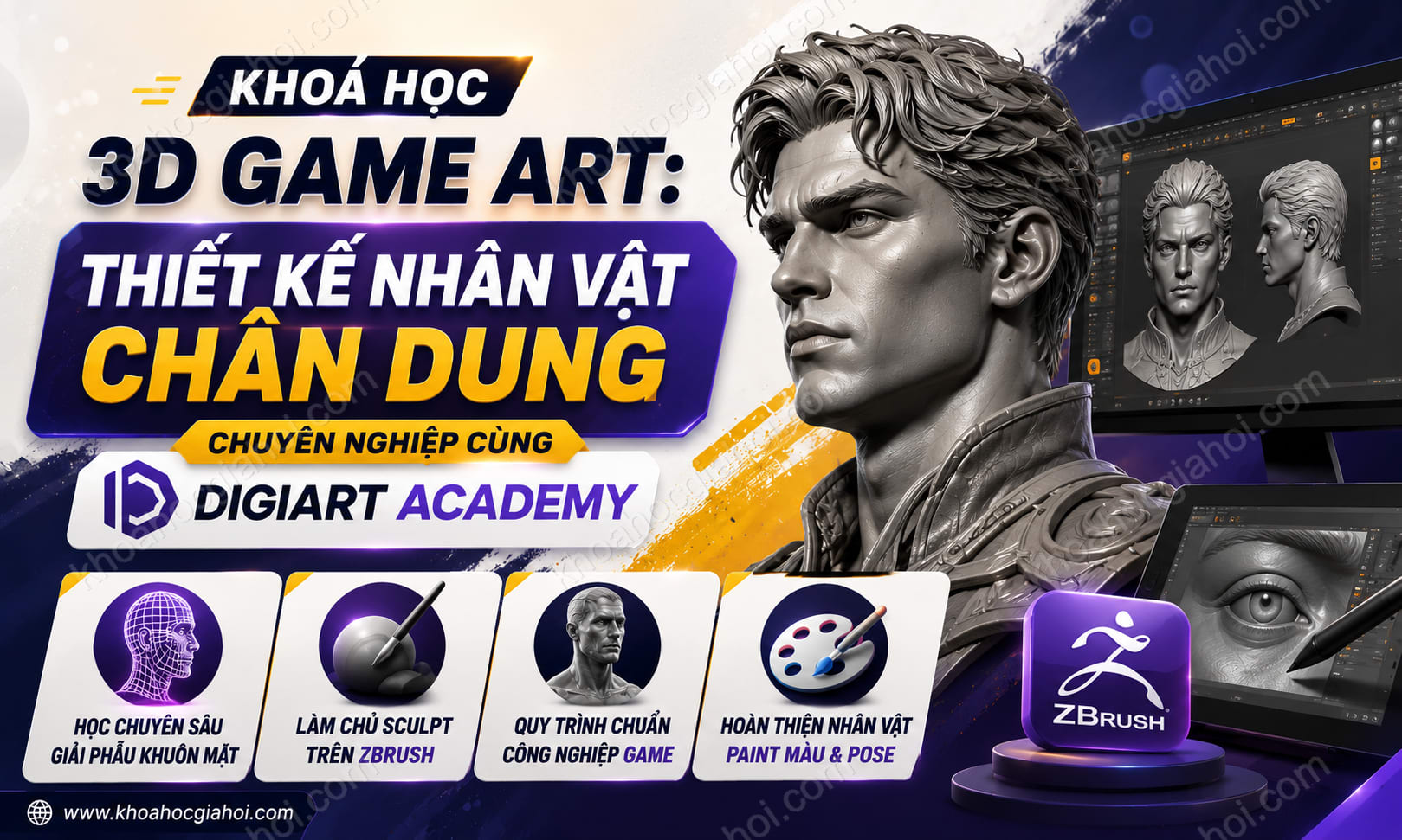 Khoá Học 3D Game Art: Thiết Kế Nhân Vật Chân Dung Chuyên Nghiệp Cùng Digiart Academy