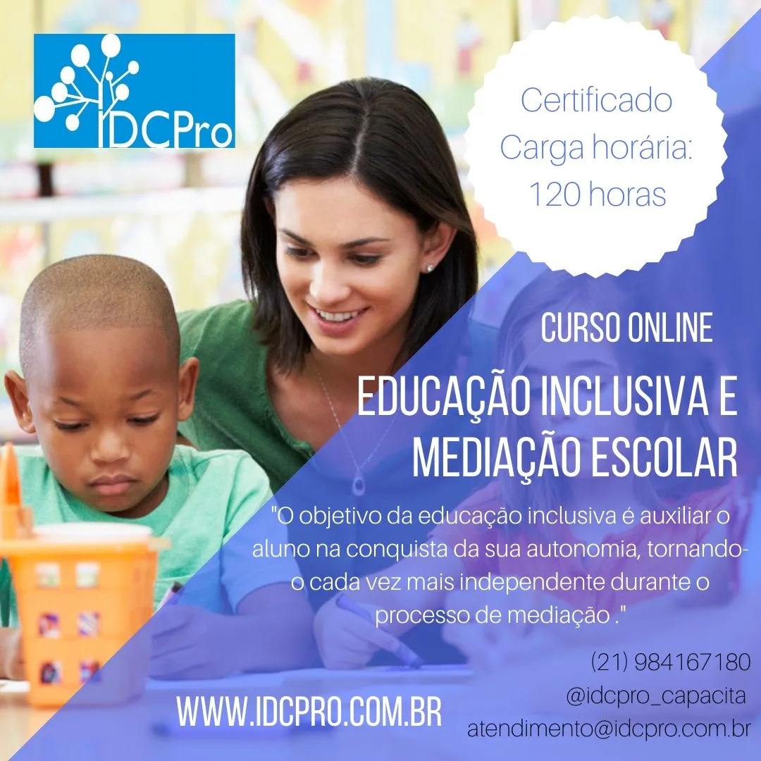 Imagem de Curso online: EDUCAÇÃO INCLUSIVA E MEDIAÇÃO ESCOLAR criado por IDEA - Instituto de Desenvolvimento e Aprendizagem na hotmart