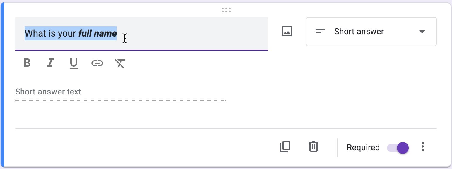 Question label highlighted showing where to edit it 