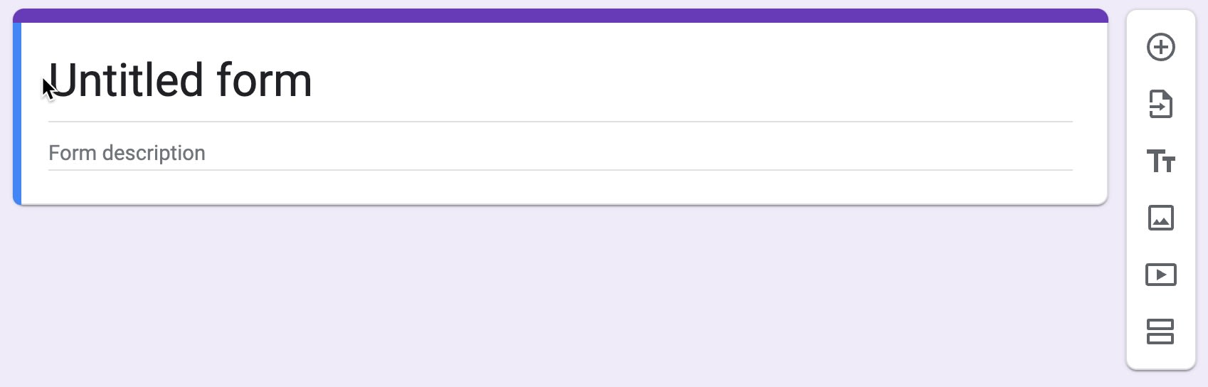 Screenshot showing default new Google Form
