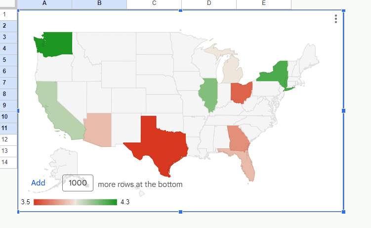 screenshot of a geo chart in USA map