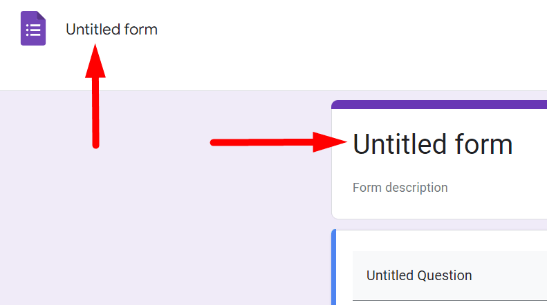 red arrow pointing to "Untitled form"