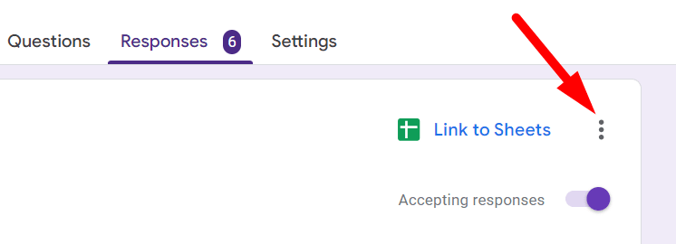red arrow pointing to three dot in responses tab