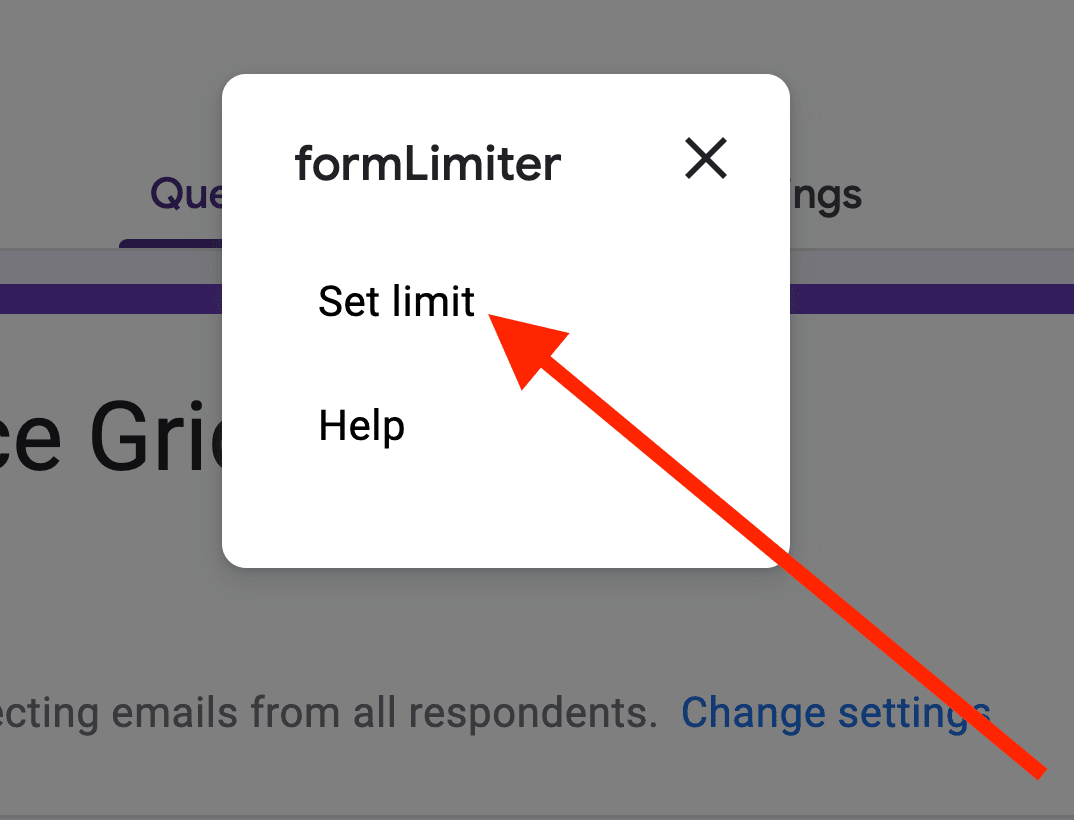 Red arrow pointing towards ‘Set limit’.