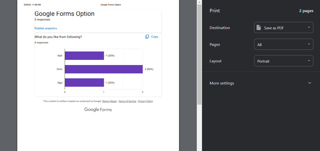 print dialog of ‘Summary’ tab