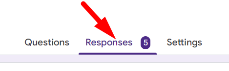 red arrow pointing to responses tab