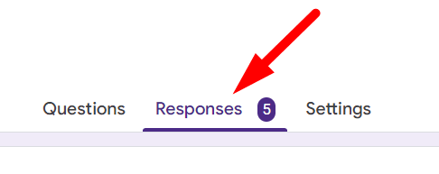 red arrow pointing to ‘Responses’ tab