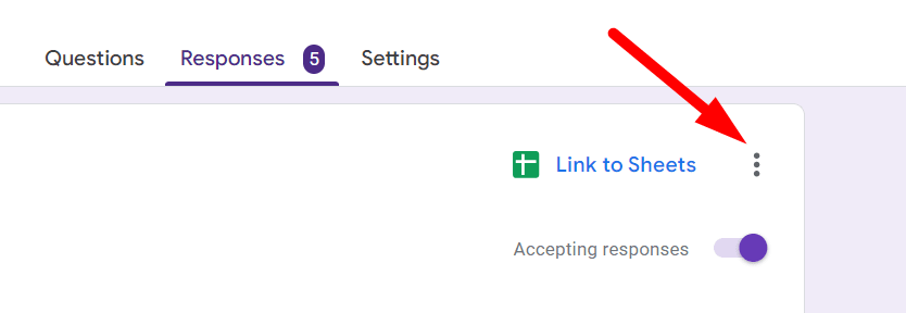 red arrow pointing to three dots in ‘Responses’ tab
