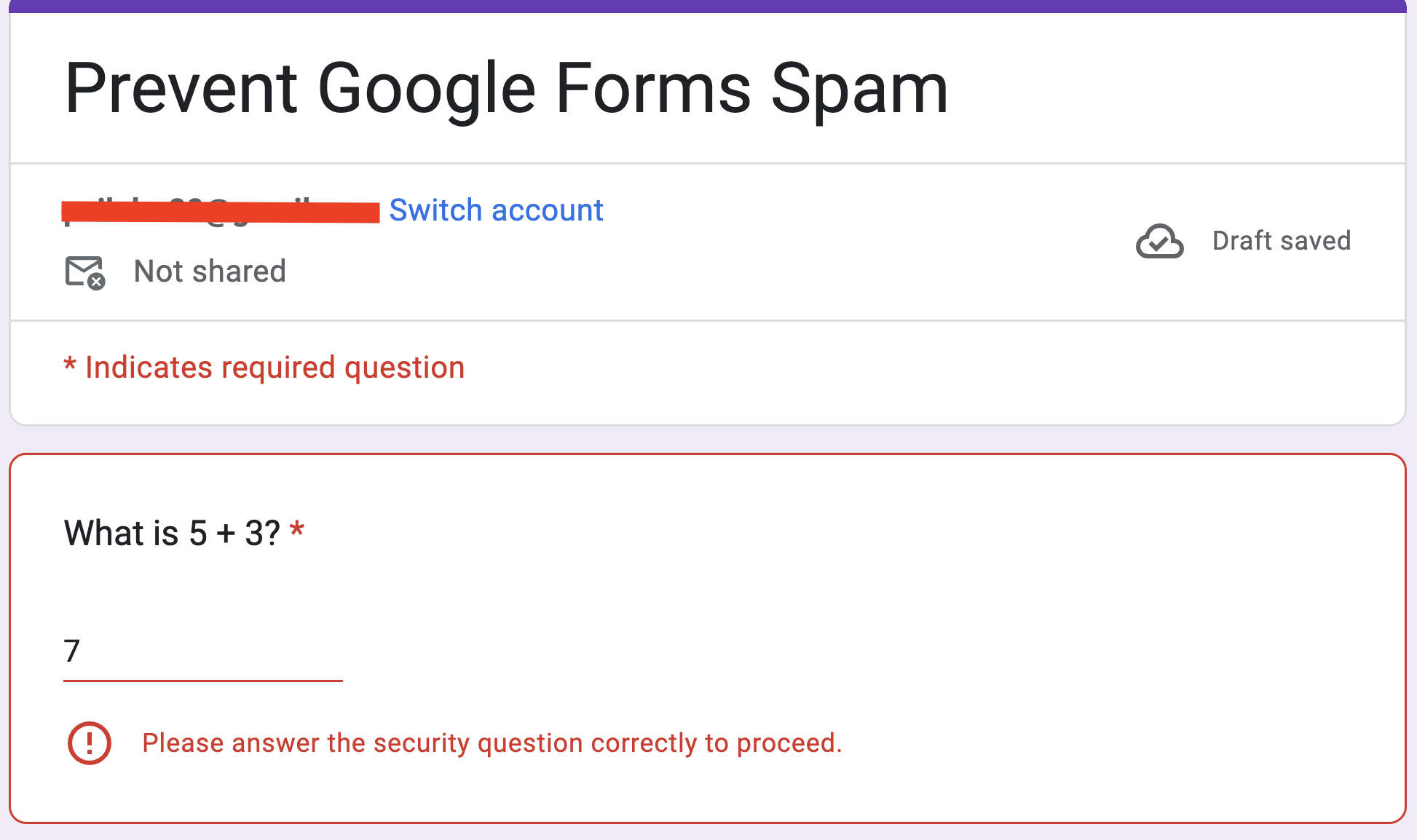 Error showing when attempted the wrong answer